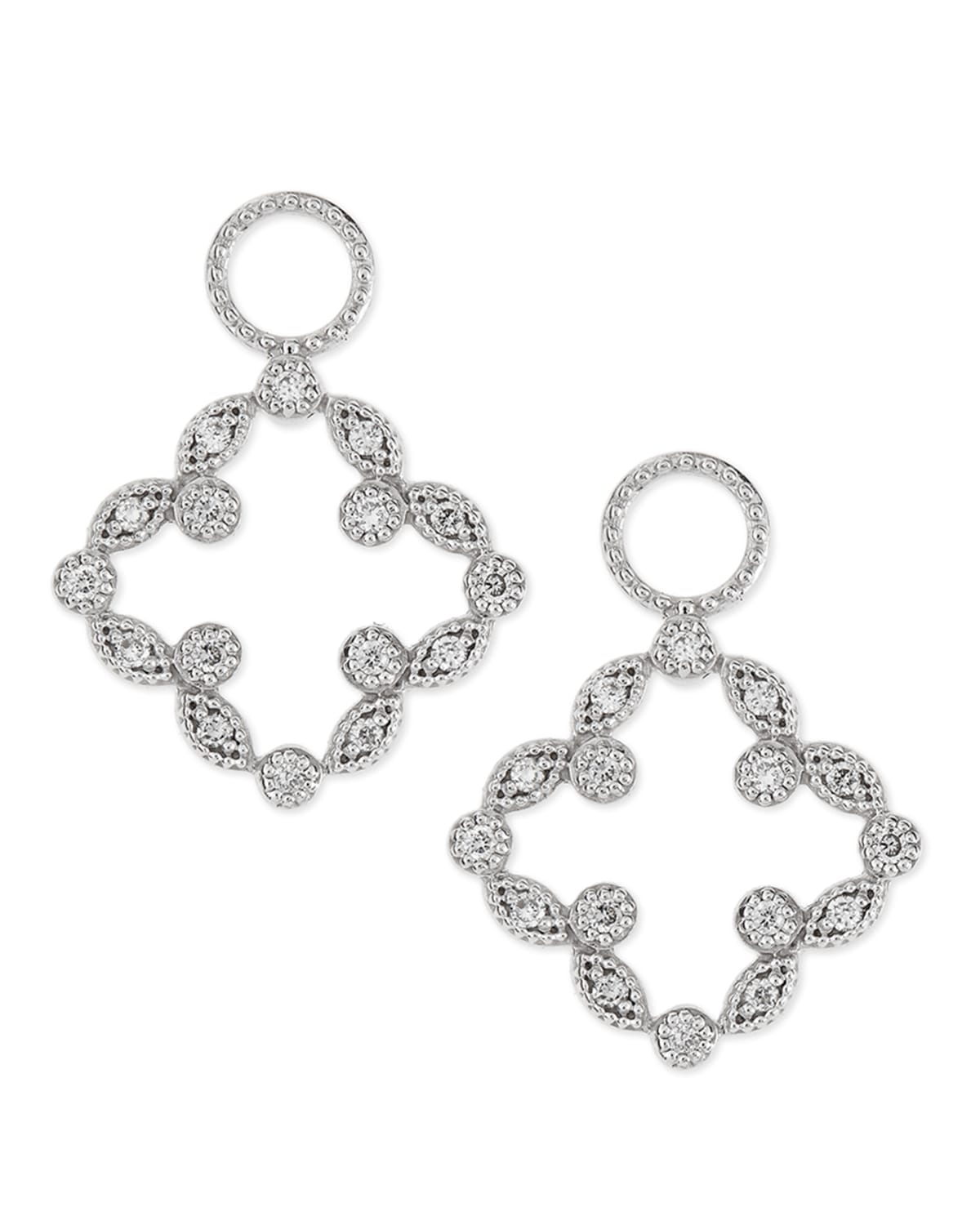 Open Marquise Pave Diamond Clover Earring Charms