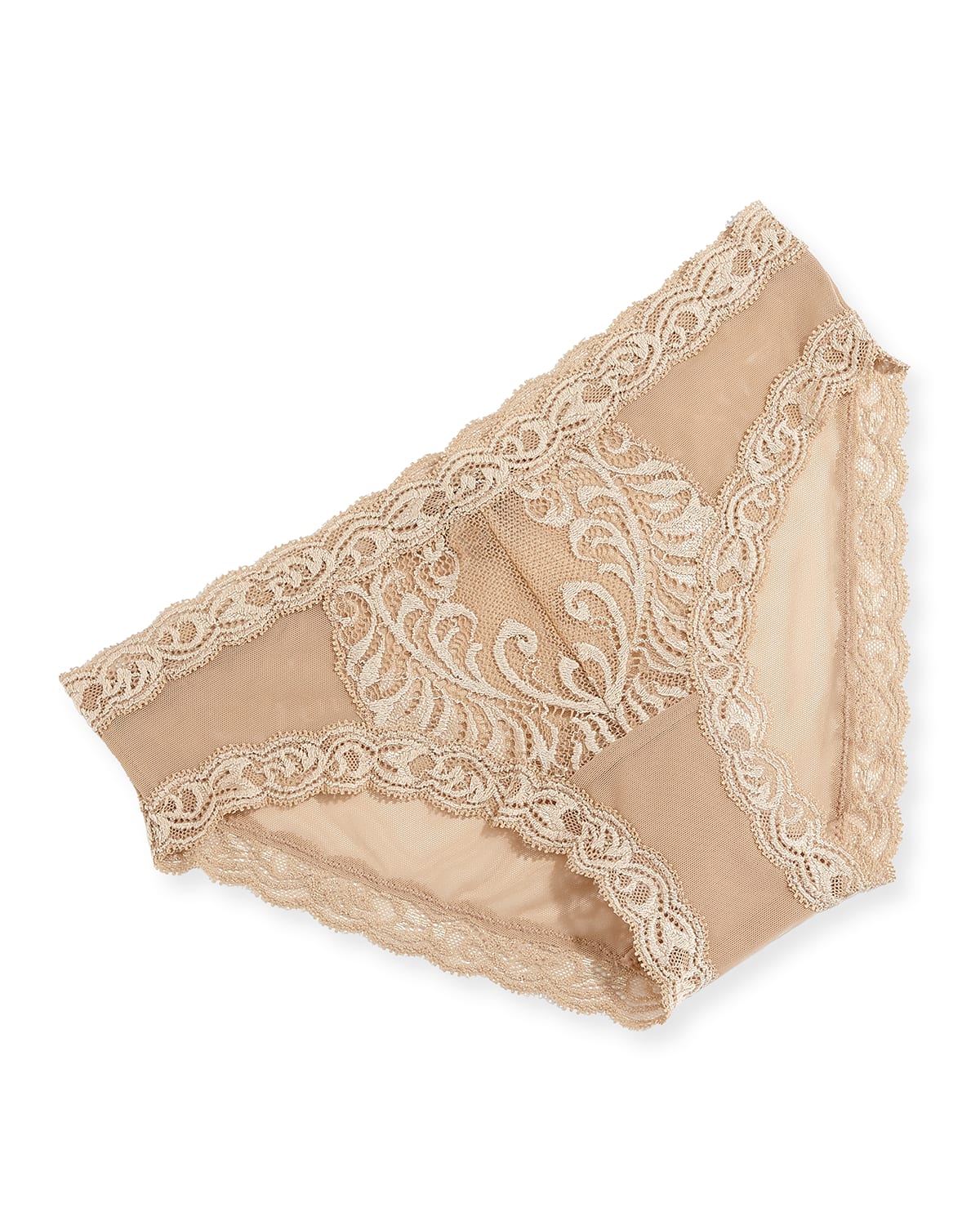 Shop Natori Feathers Lace-trim And Mesh Hipster Briefs In Cafe
