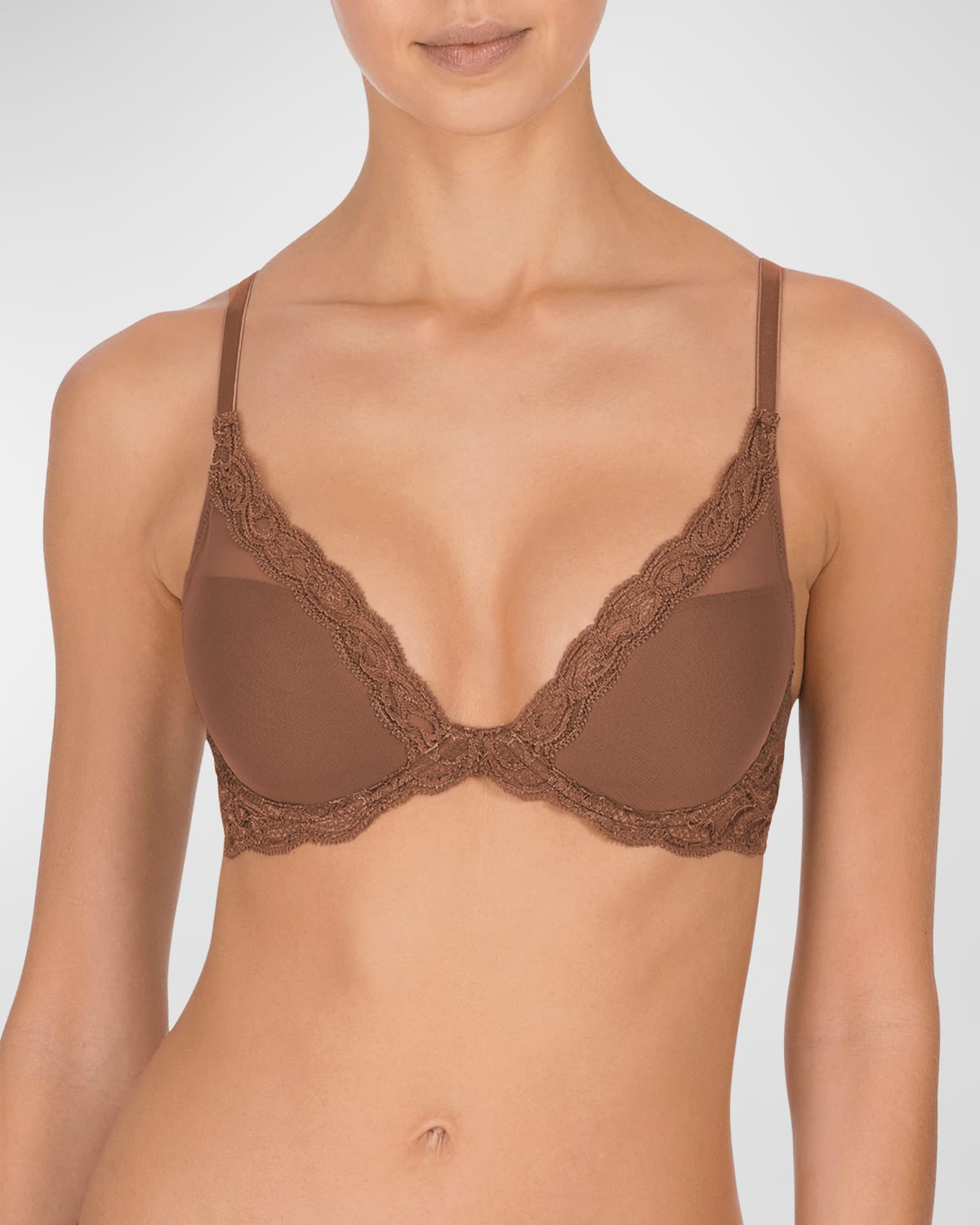 Natori Feathers Contour Plunge Bra In Cinnamon