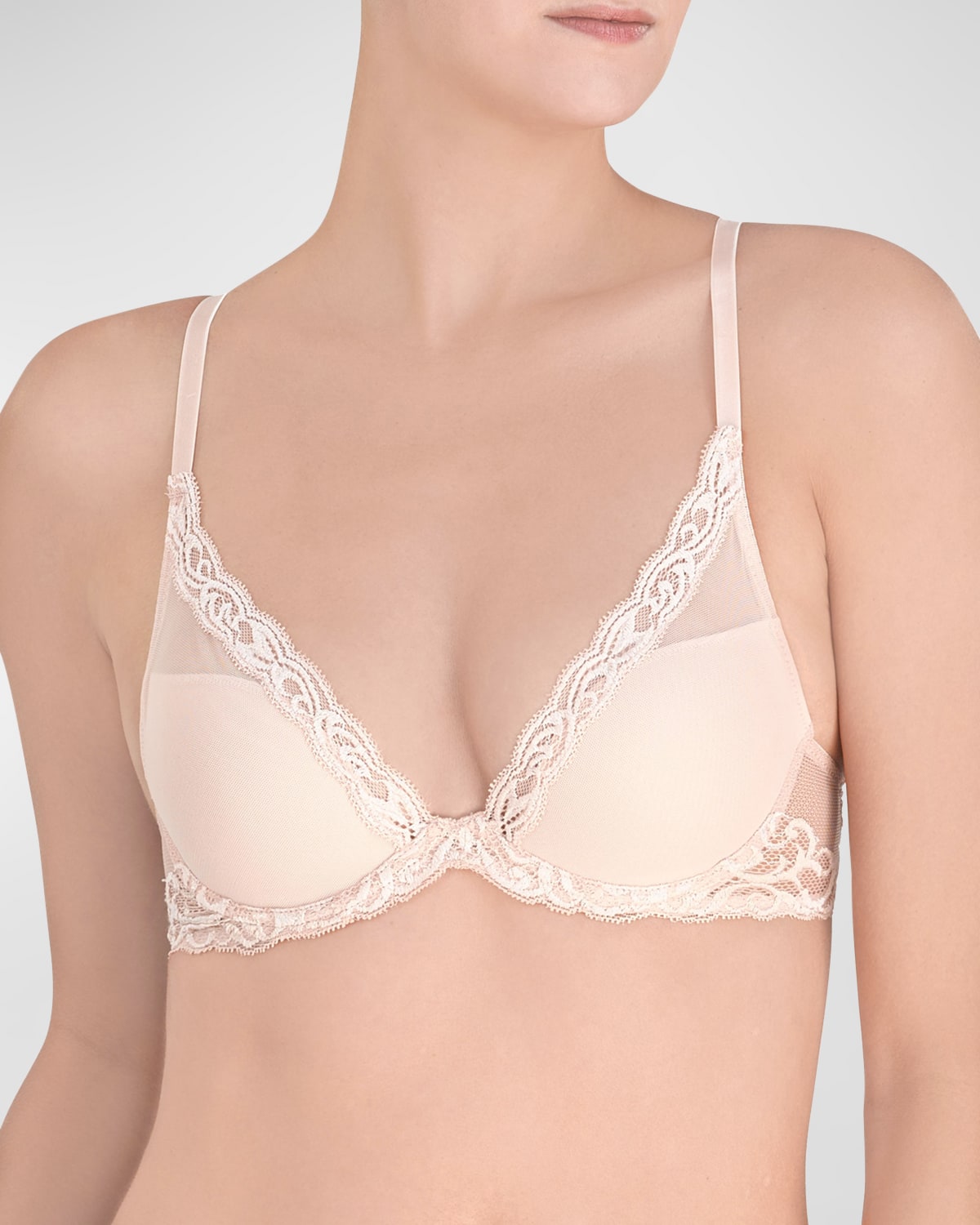 Natori Feathers Plunge Underwire Maternity Nursing Bra In Cameo Rose
