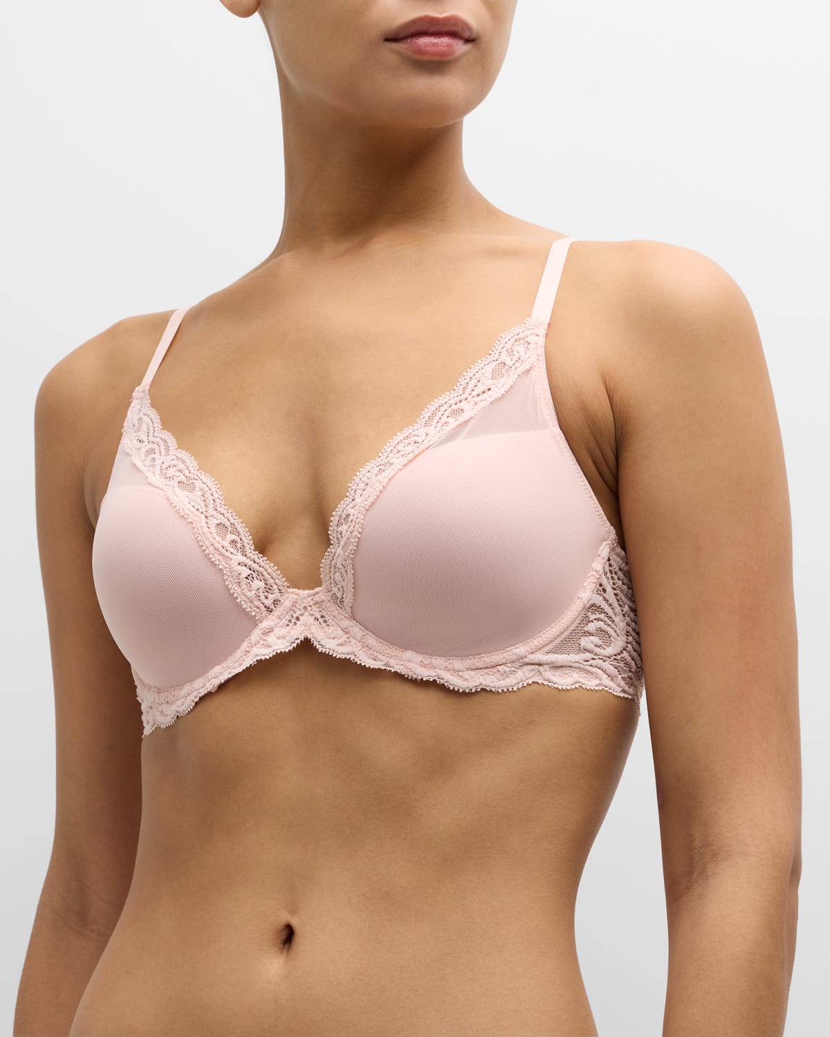 Cherry Blossom Convertible Lace Plunge Bra (36d) In Rose