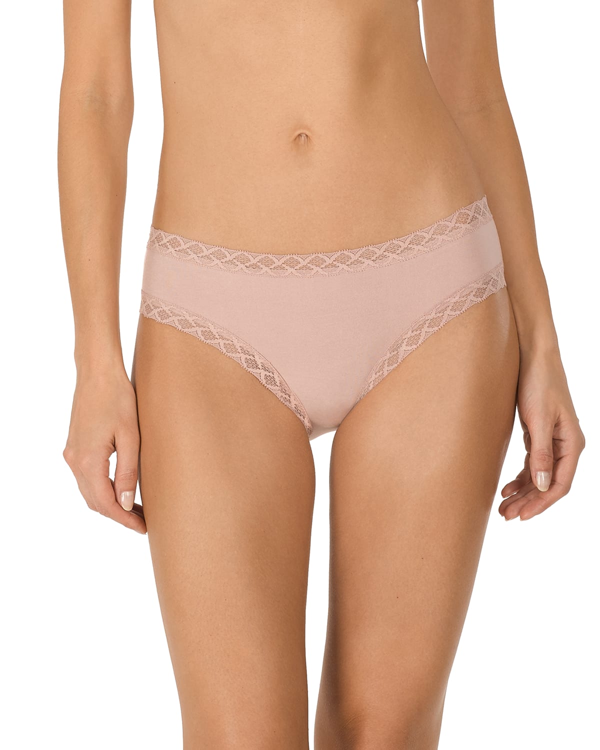 Natori Bliss Lace-trim Cotton Brief Underwear 156058 In Taupe