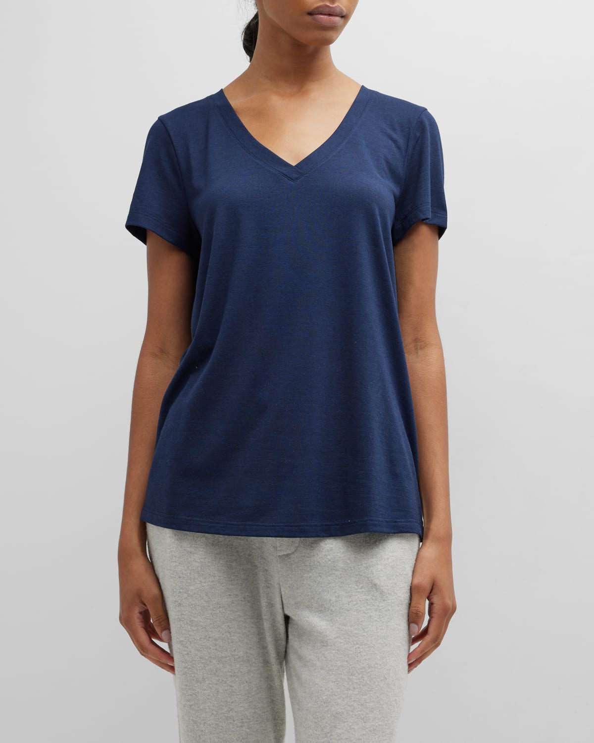 Hanro Sleep & Lounge Short-sleeve Shirt In Deep Navy