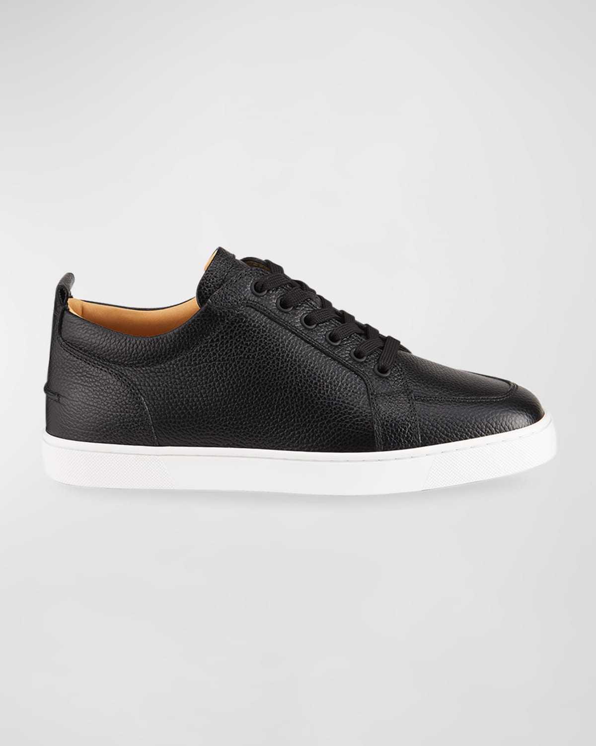 Shop Christian Louboutin Men's Rantulow Leather Low-top Sneakers In Black