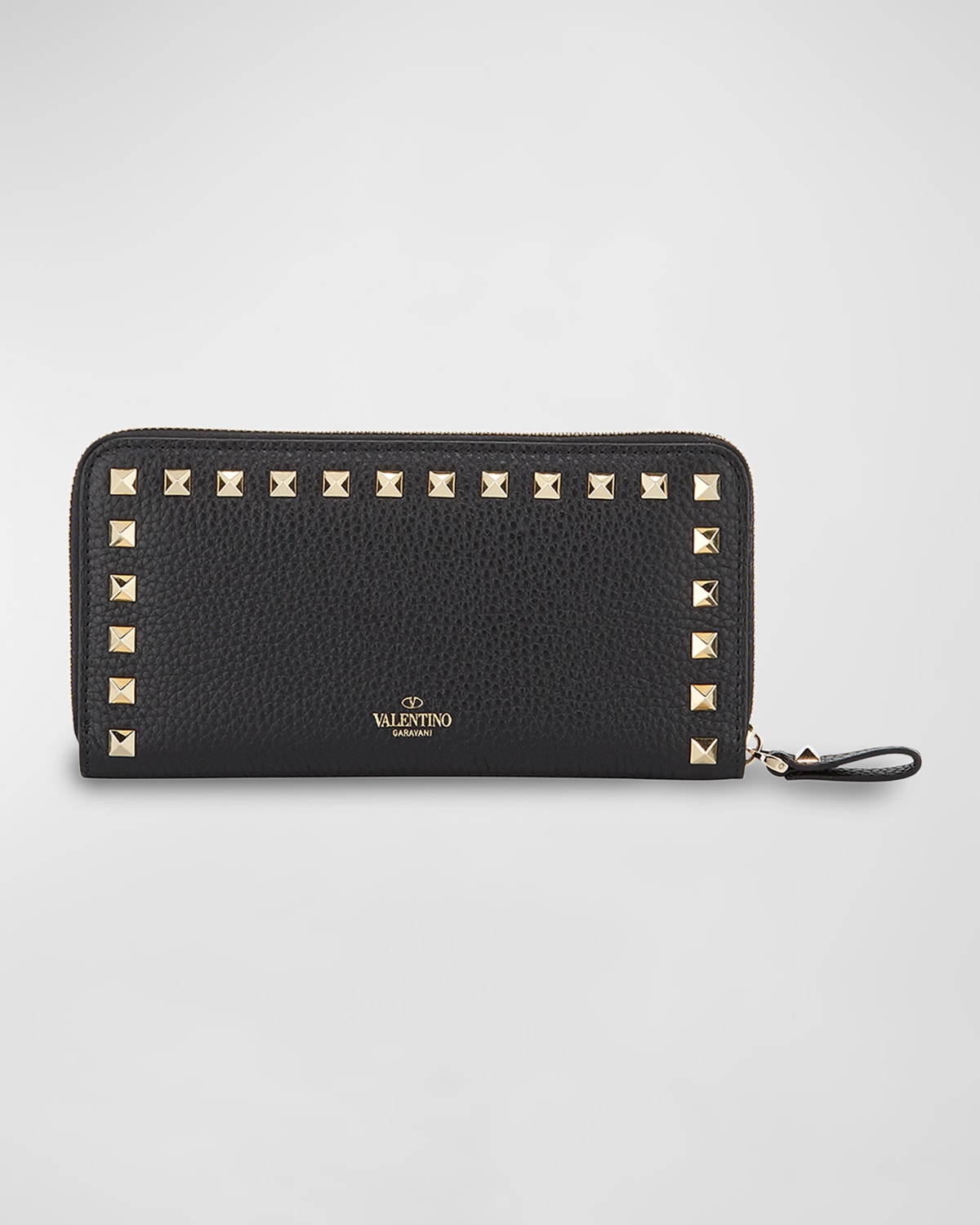 Valentino Garavani Rockstud Leather Continental Wallet In Black