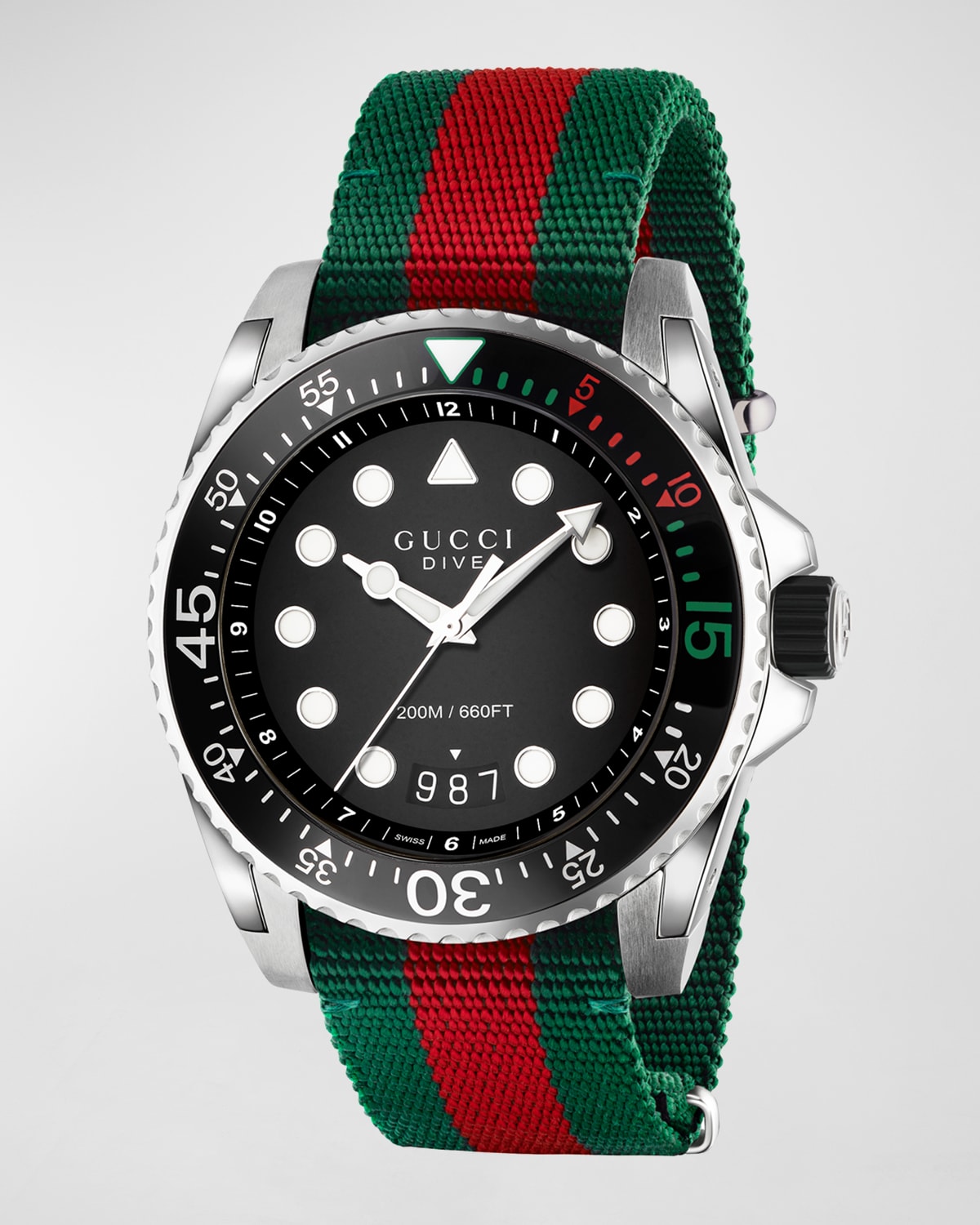 45mm Gucci Dive Watch w/ Nylon Web Strap