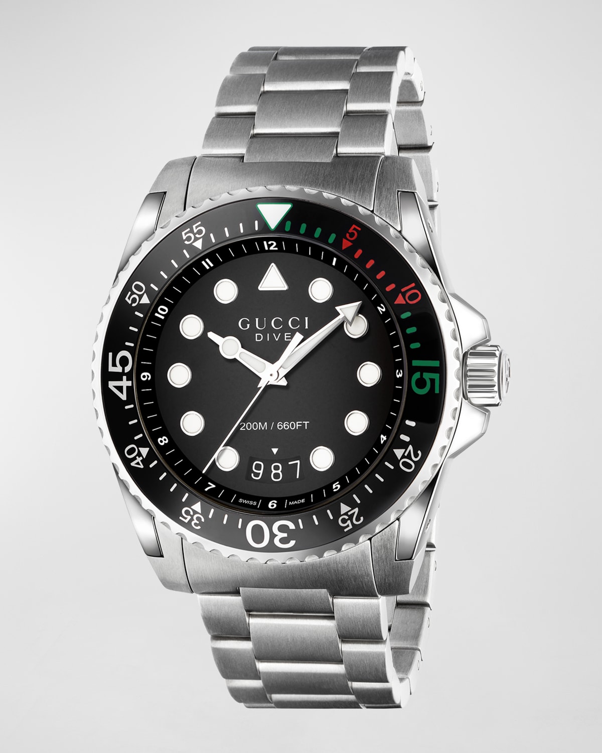 45mm Gucci Dive Stainless Steel Bracelet Watch