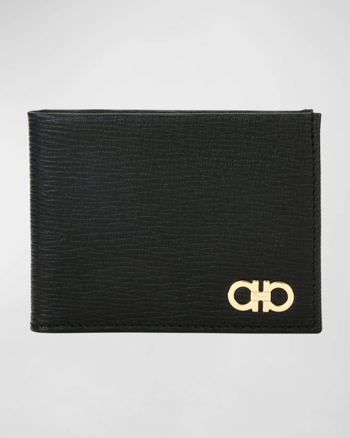 Men's Revival Gancini Bi-Fold Leather Wallet with Window, Black