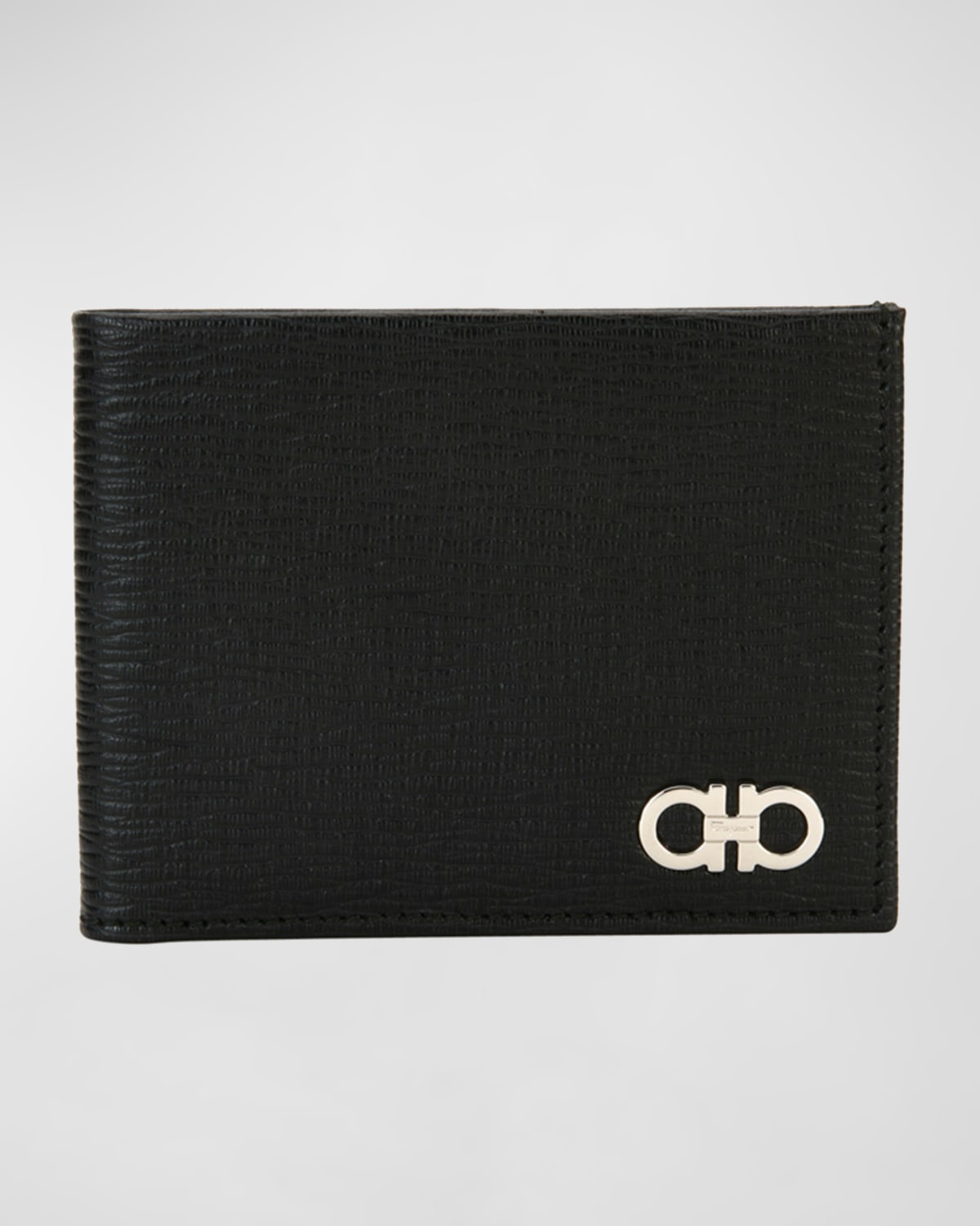 Men's Revival Gancini Bi-Fold Leather Wallet, Black/Red