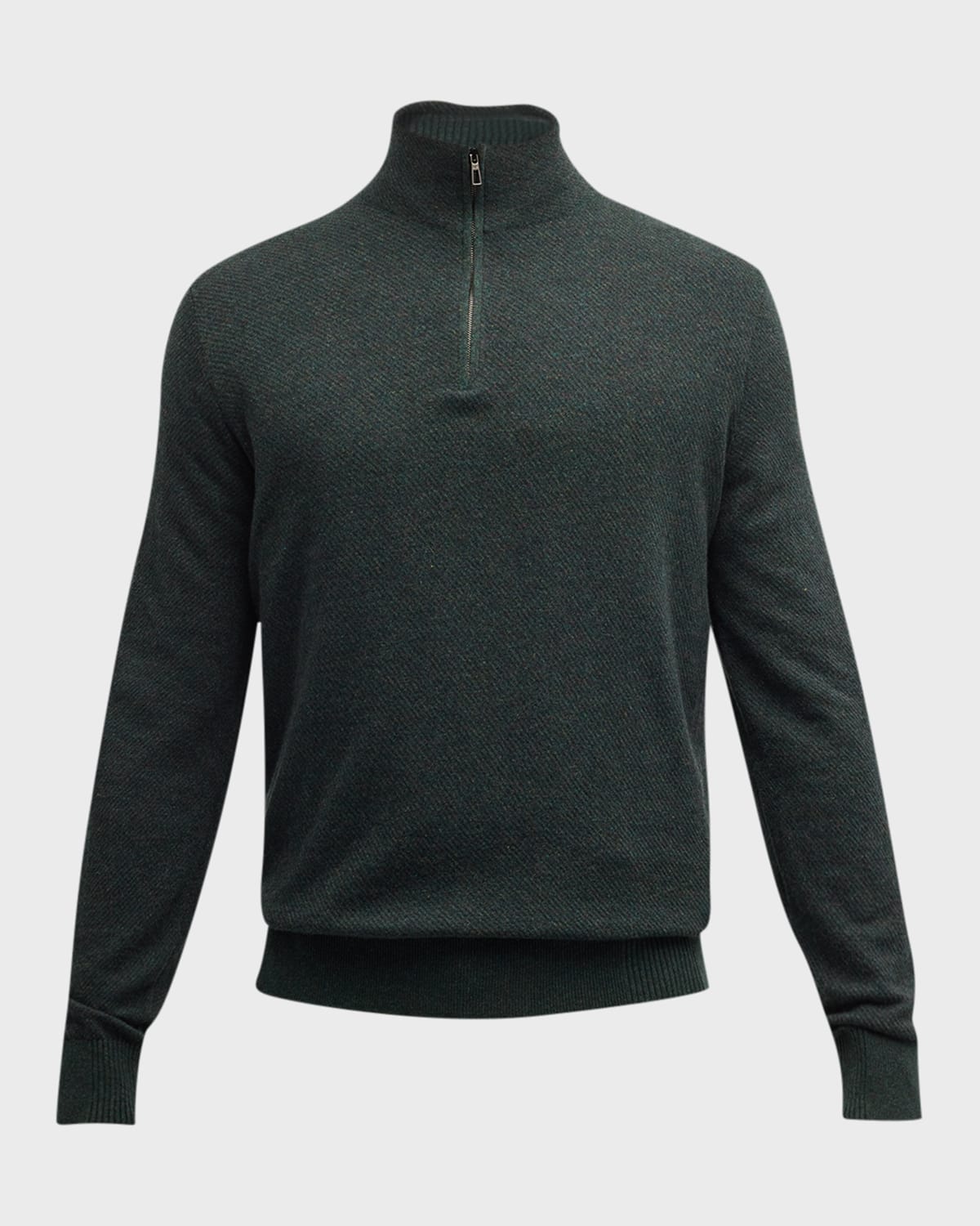 Shop Loro Piana Men's Roadster 1/4-zip Cashmere Sweater In J1jz Malachite Gr