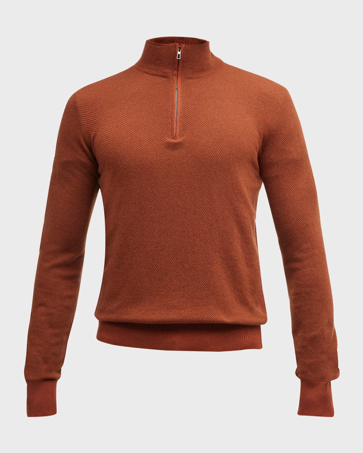 Loro Piana Roadster Striped Cashmere Half-zip Sweater In Caviar/tobaco M