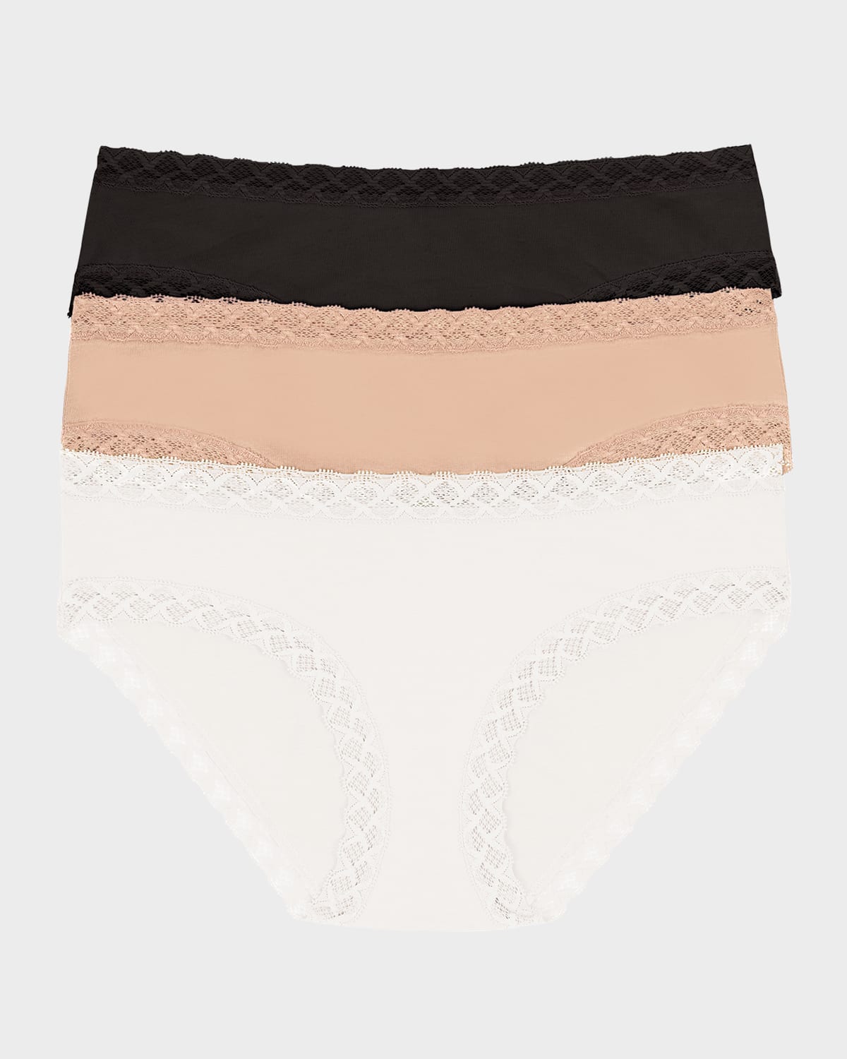 Natori Bliss 3-pack Cotton Blend Briefs In Blackcafewhite
