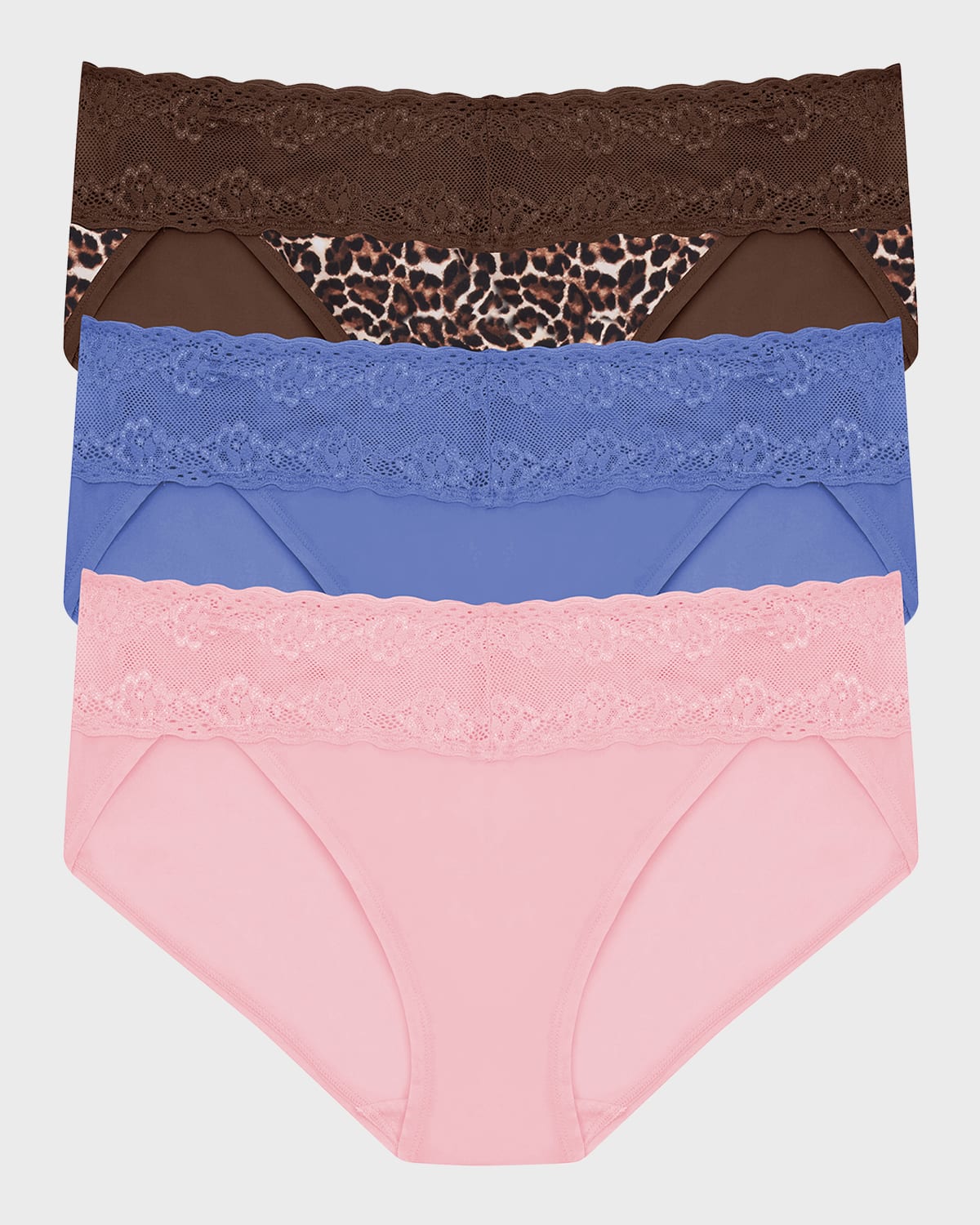 Shop Natori Bliss Perfection V-kini Briefs 3-pack In Peony Pink 3 Pack