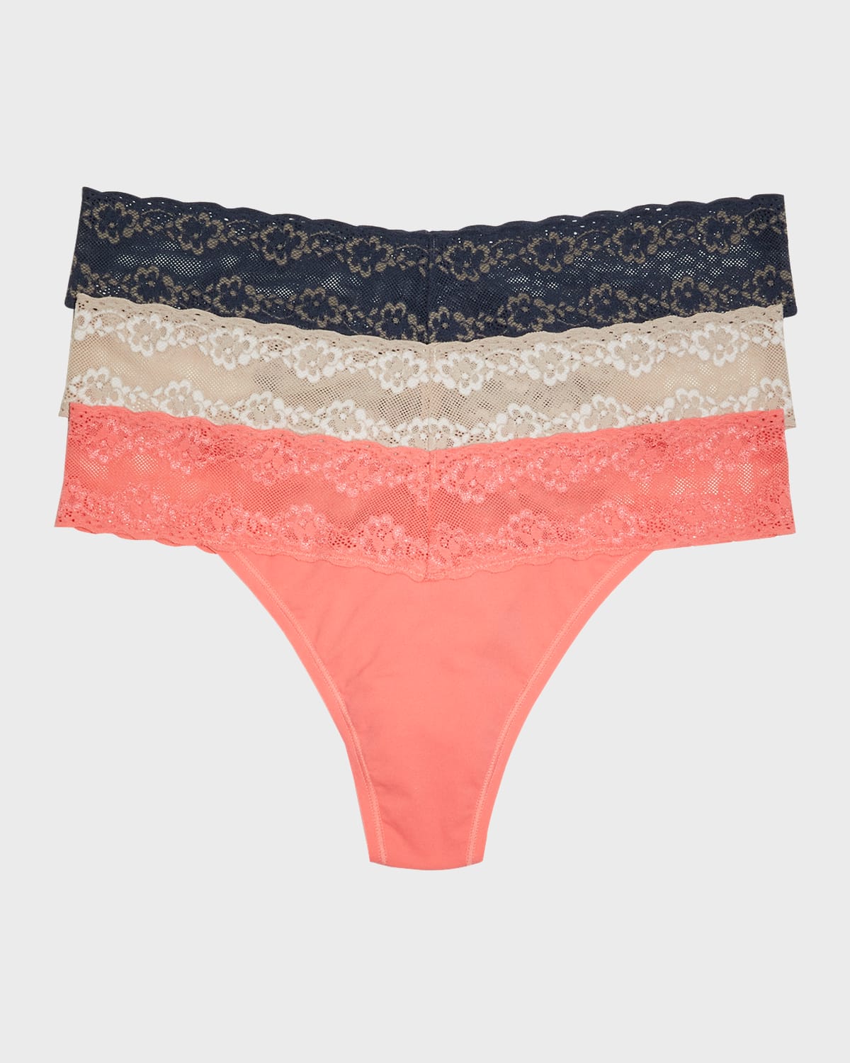 Natori Three-pack Bliss Perfection Thongs In Sunriseashnaancha