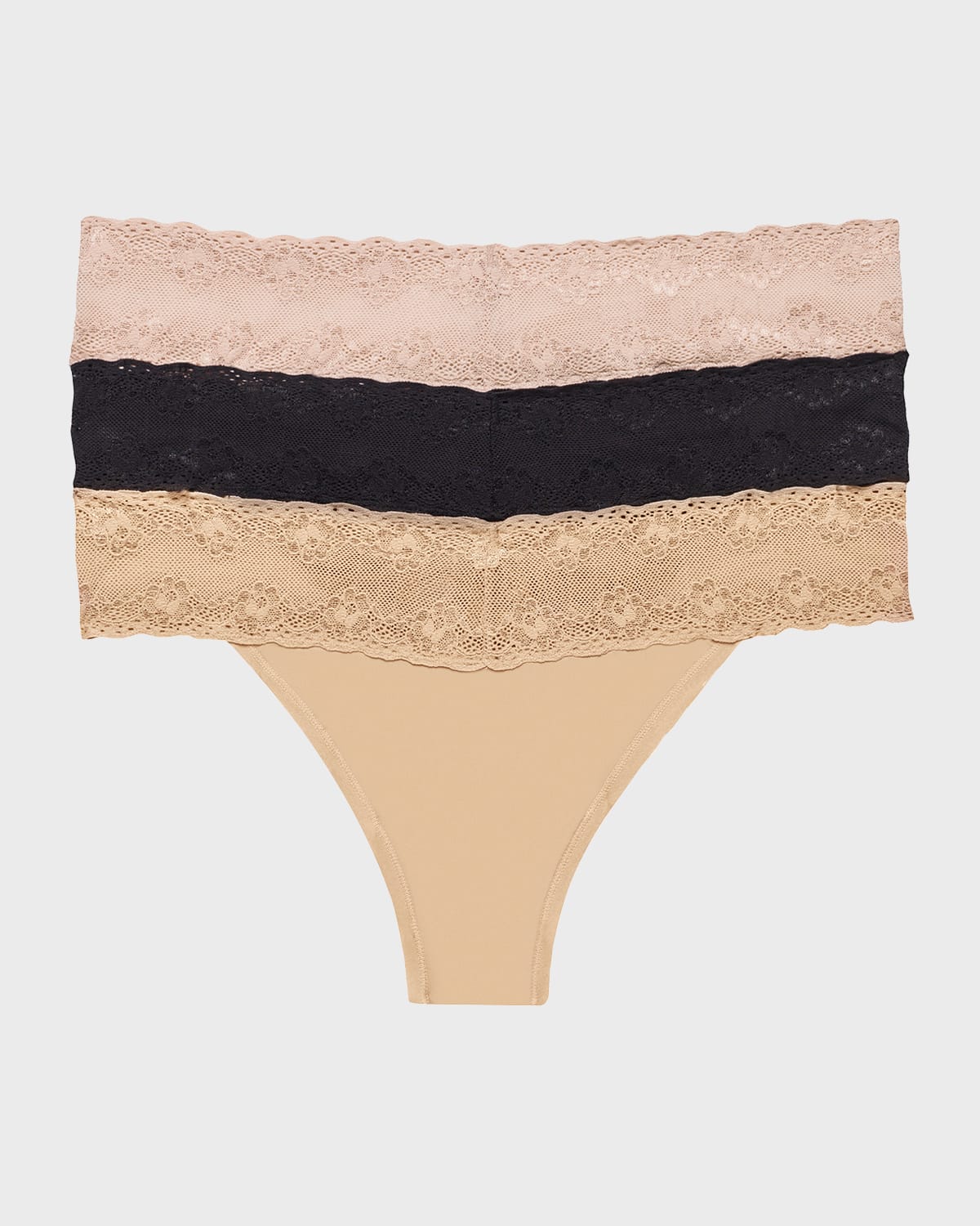 Natori Three-pack Bliss Perfection Thongs In Multi