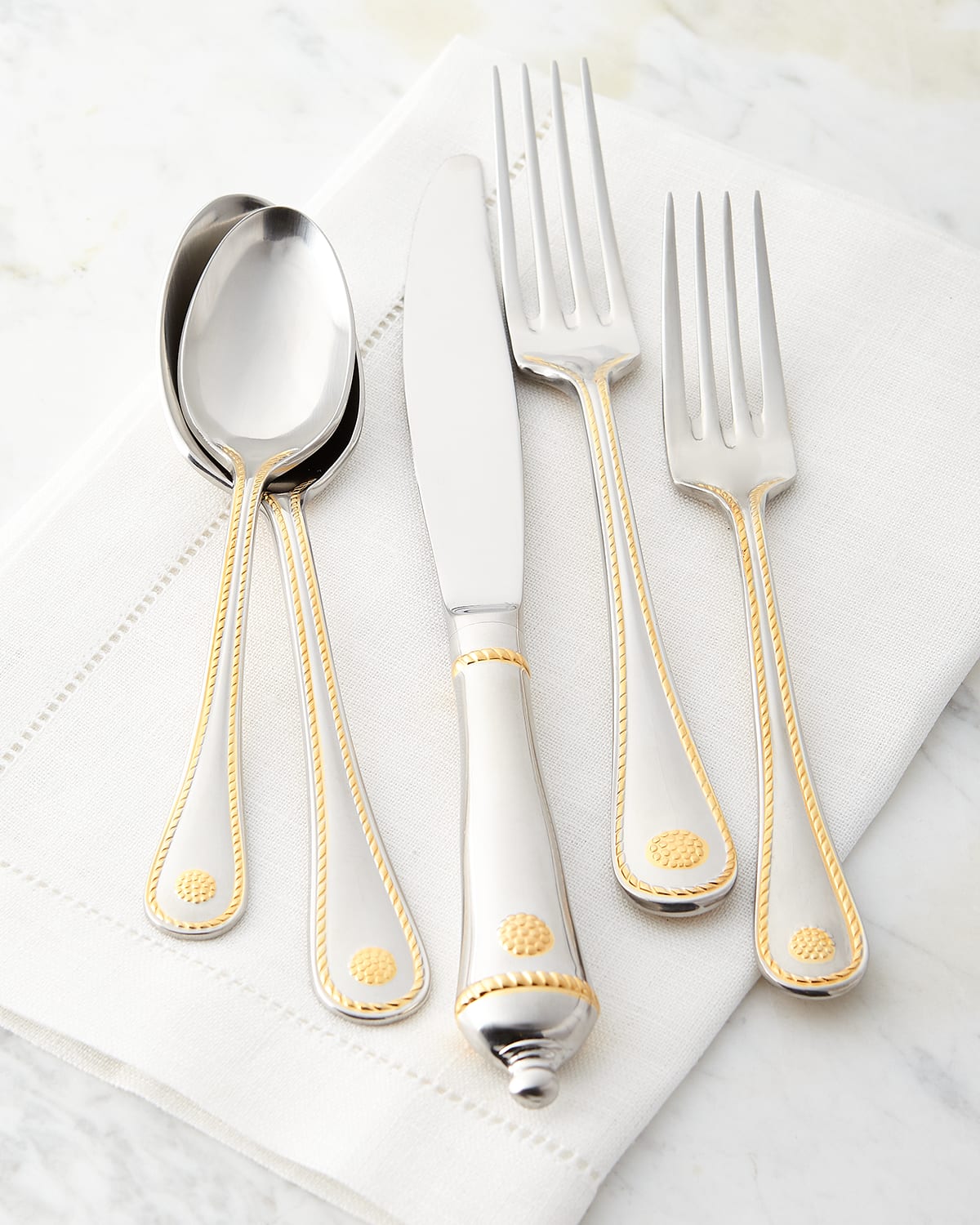 Juliska Berry & Thread 5-piece Place Setting - Bright Satin With Gold In Silver