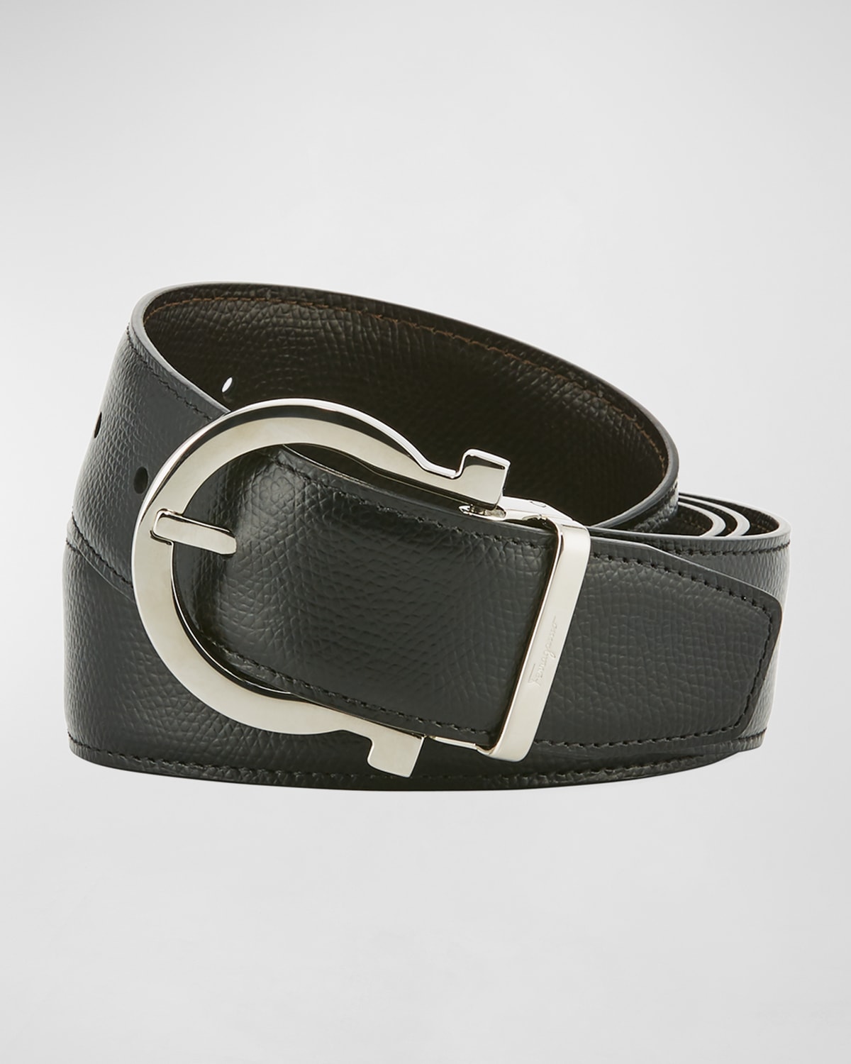 Men's Stamped Leather Gancio Buckle Belt