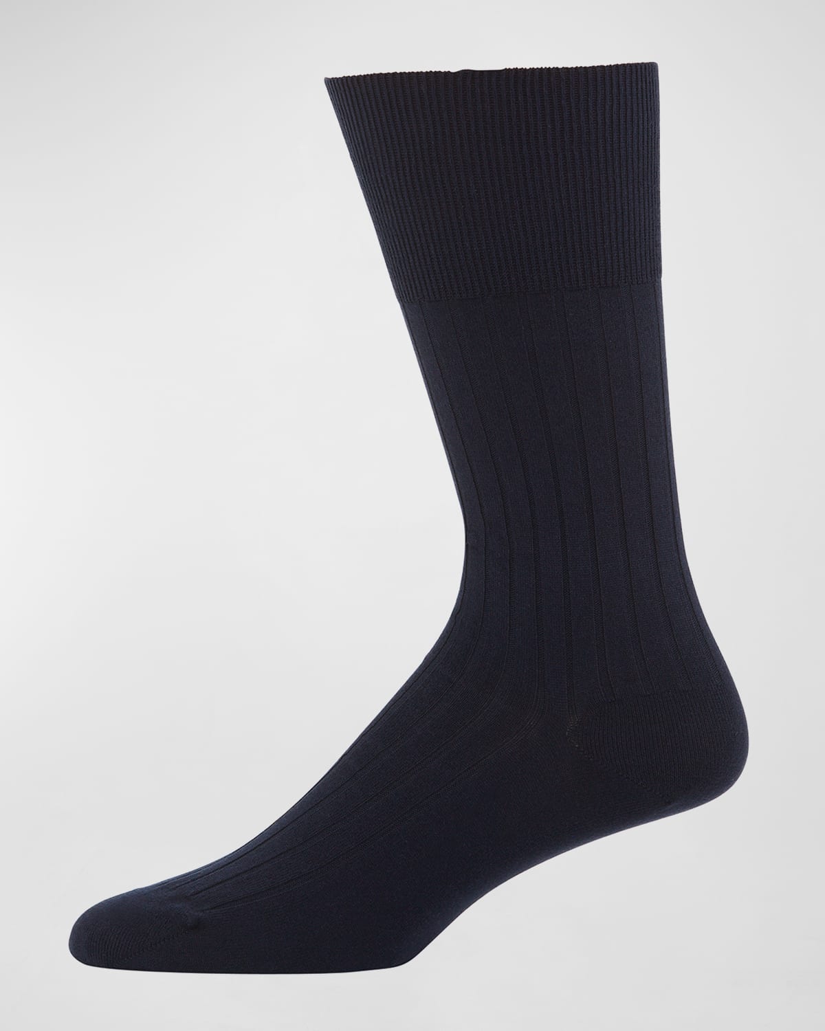 Marcoliani Rib-knit Cotton Socks In Navy
