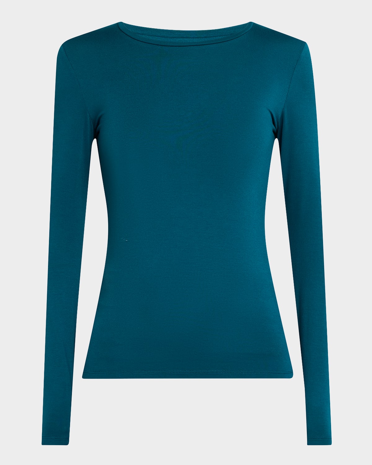 MAJESTIC SOFT TOUCH FLAT-EDGE LONG-SLEEVE CREWNECK TOP 