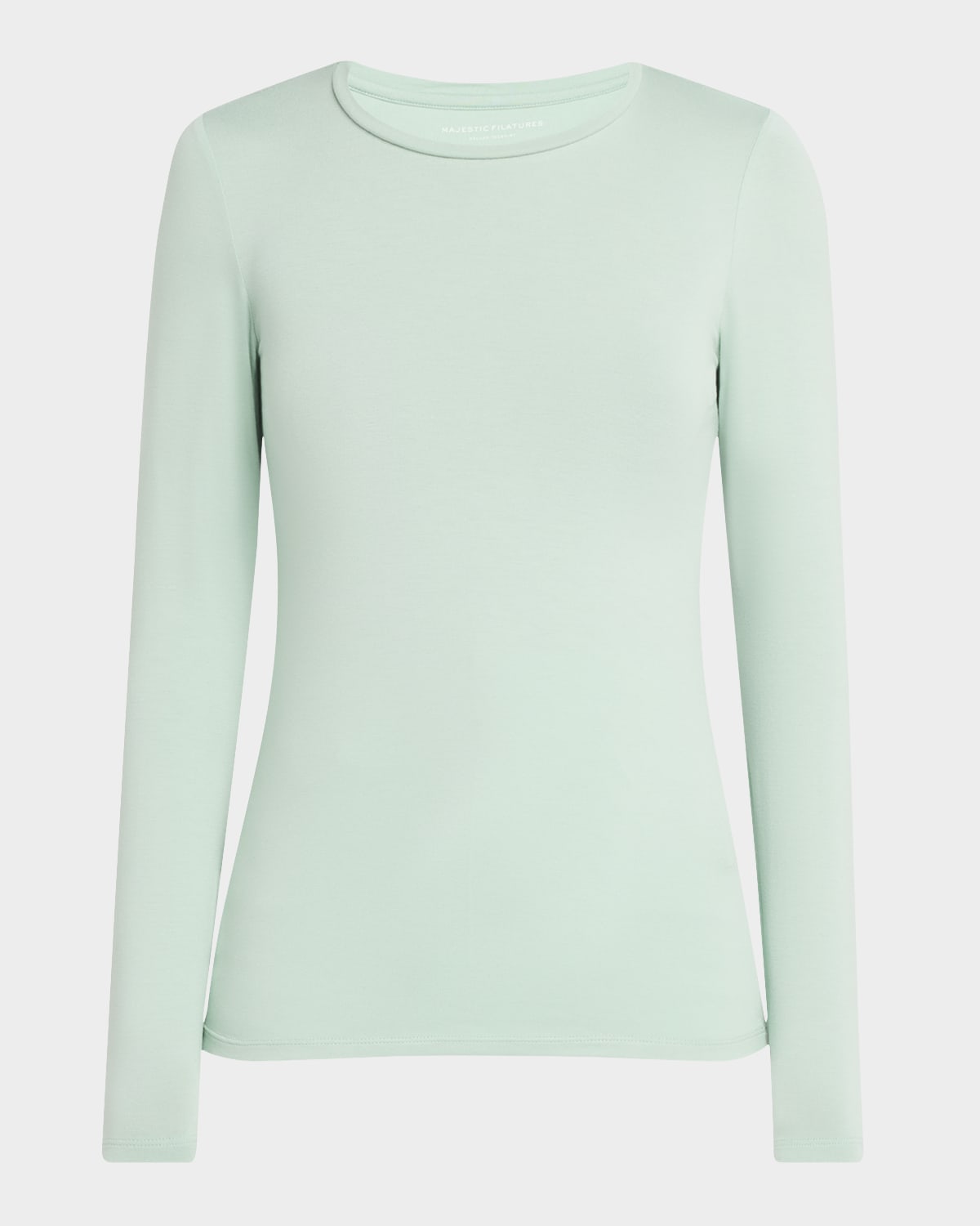 MAJESTIC SOFT TOUCH FLAT-EDGE LONG-SLEEVE CREWNECK TOP 