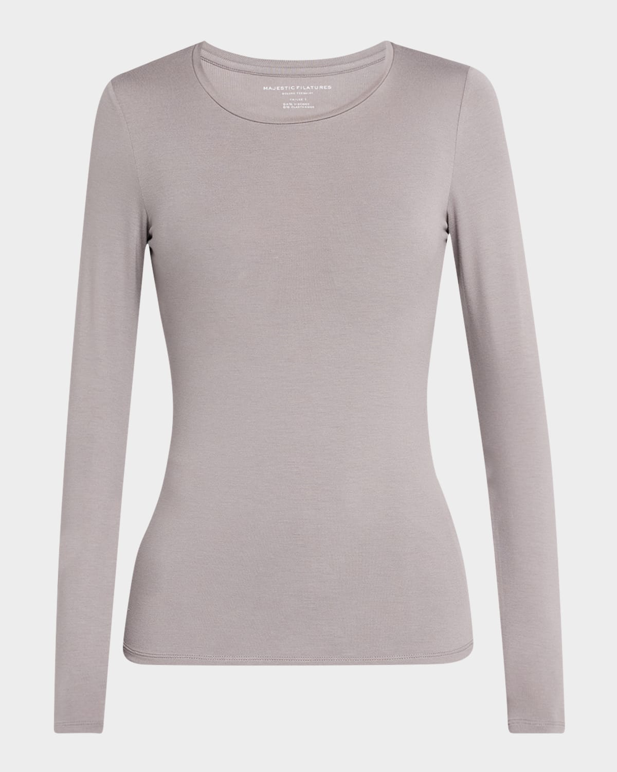 MAJESTIC SOFT TOUCH FLAT-EDGE LONG-SLEEVE CREWNECK TOP 
