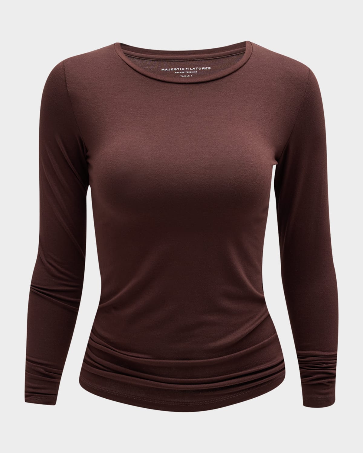 Majestic Crewneck Long Sleeve Tee In Aubergine