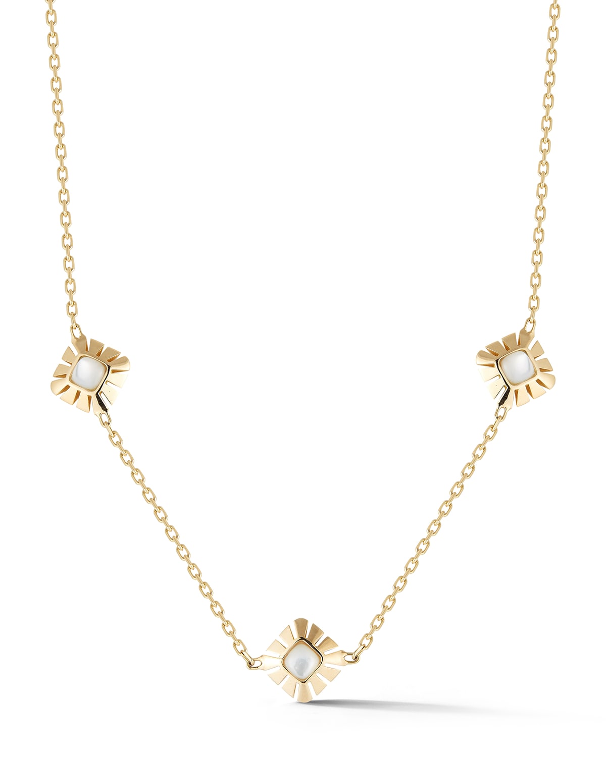 Mother-of-Pearl Three-Station Necklace in 18K Yellow Gold
