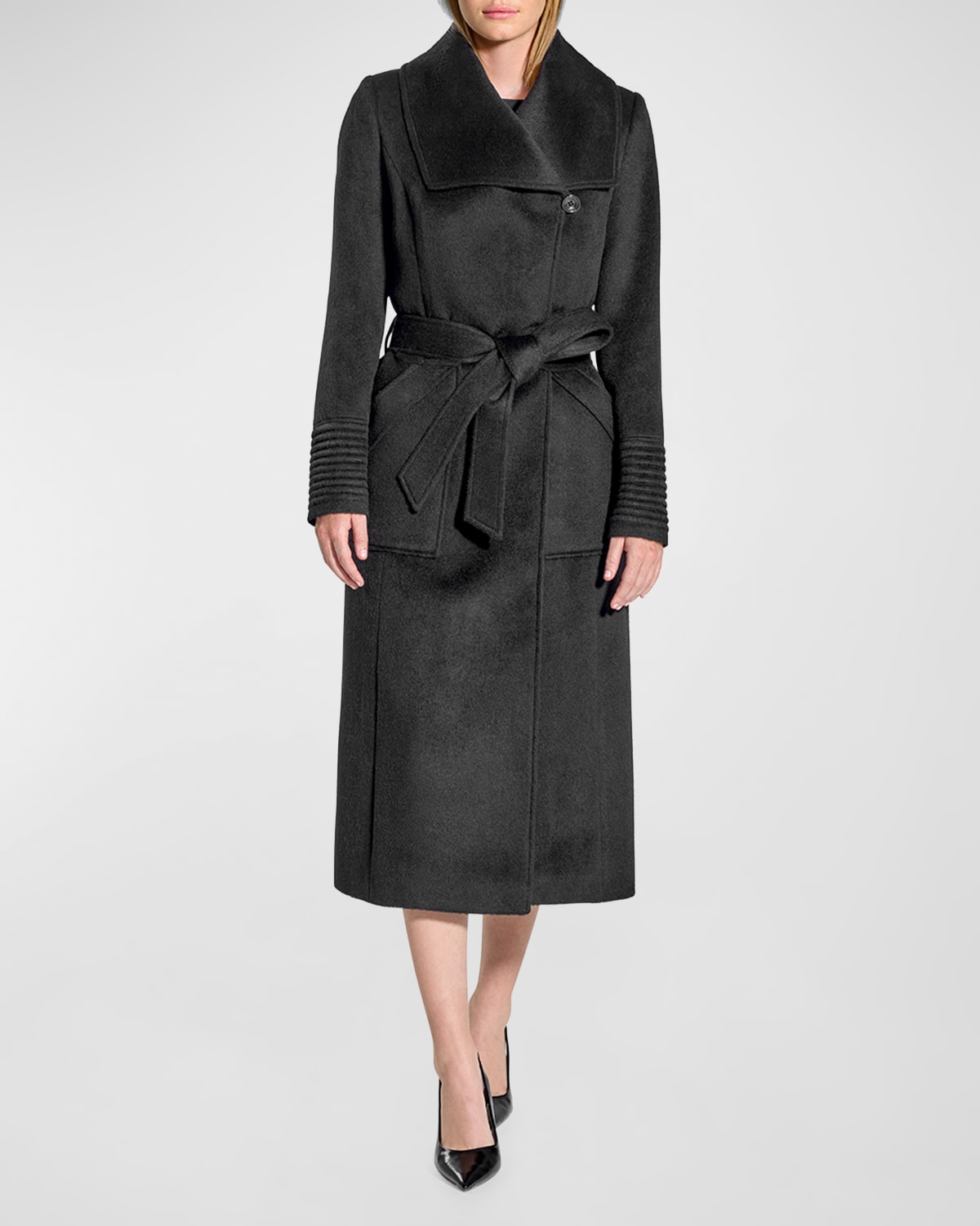 Sentaler Suri Alpaca Blend Shawl Collar Wrap Coat In Black