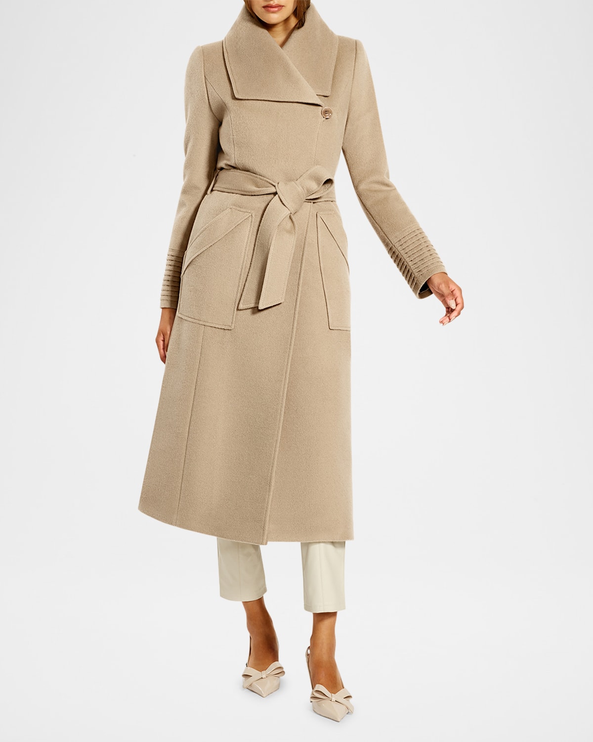 Sentaler Baby Alpaca Long Wide-collar Wrap Coat In Camel