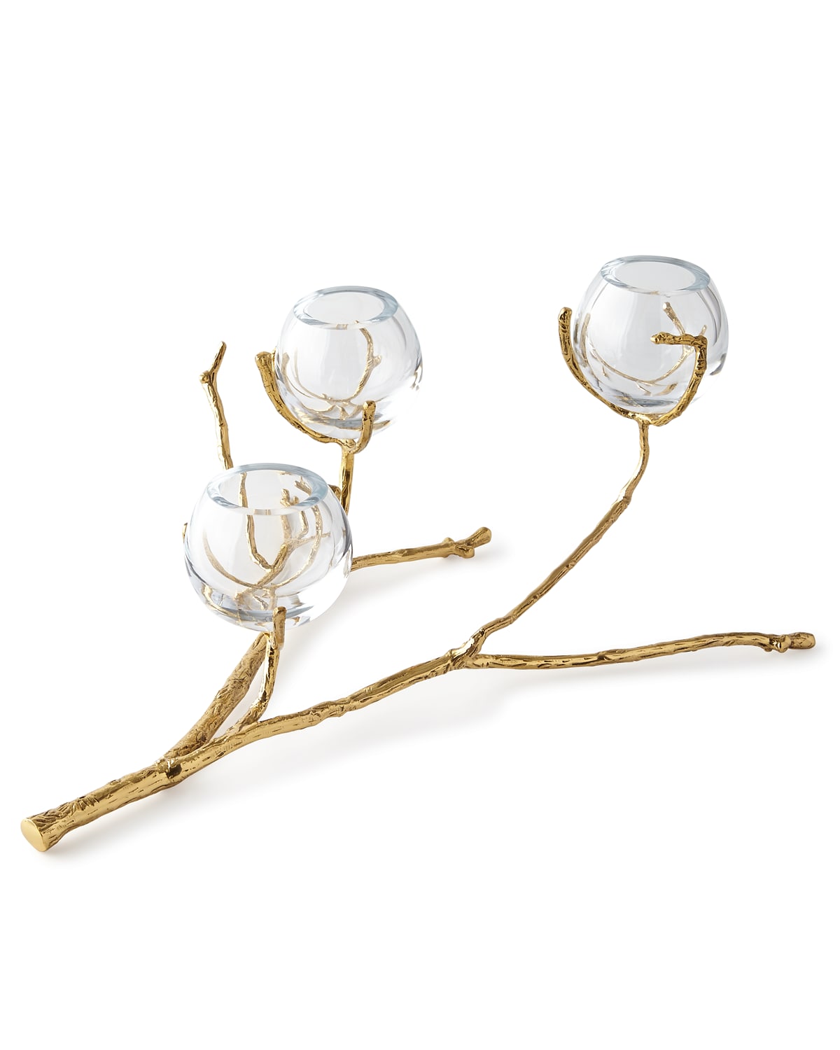 Global Views Twig Brass Three-vase Holder