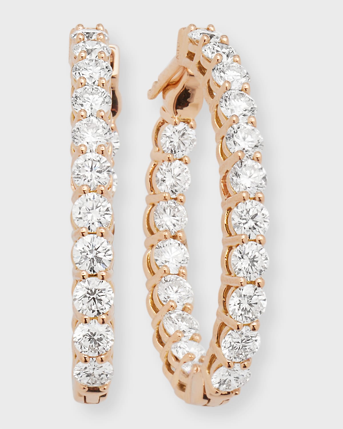 NM Diamond Collection Large Diamond Hoop Earrings in 18K Rose Gold