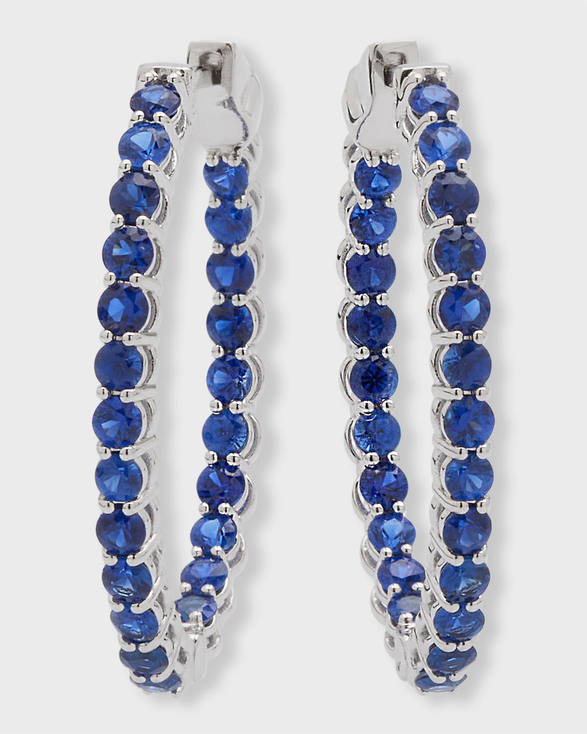 Small Blue Sapphire Hoop Earrings