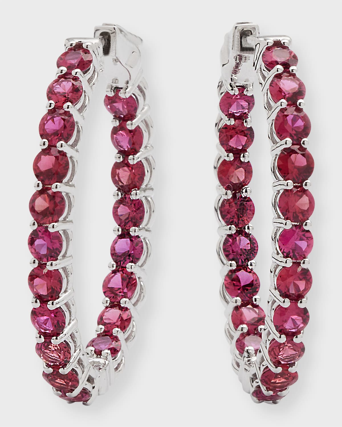 NM Diamond Collection Large Ruby Hoop Earrings