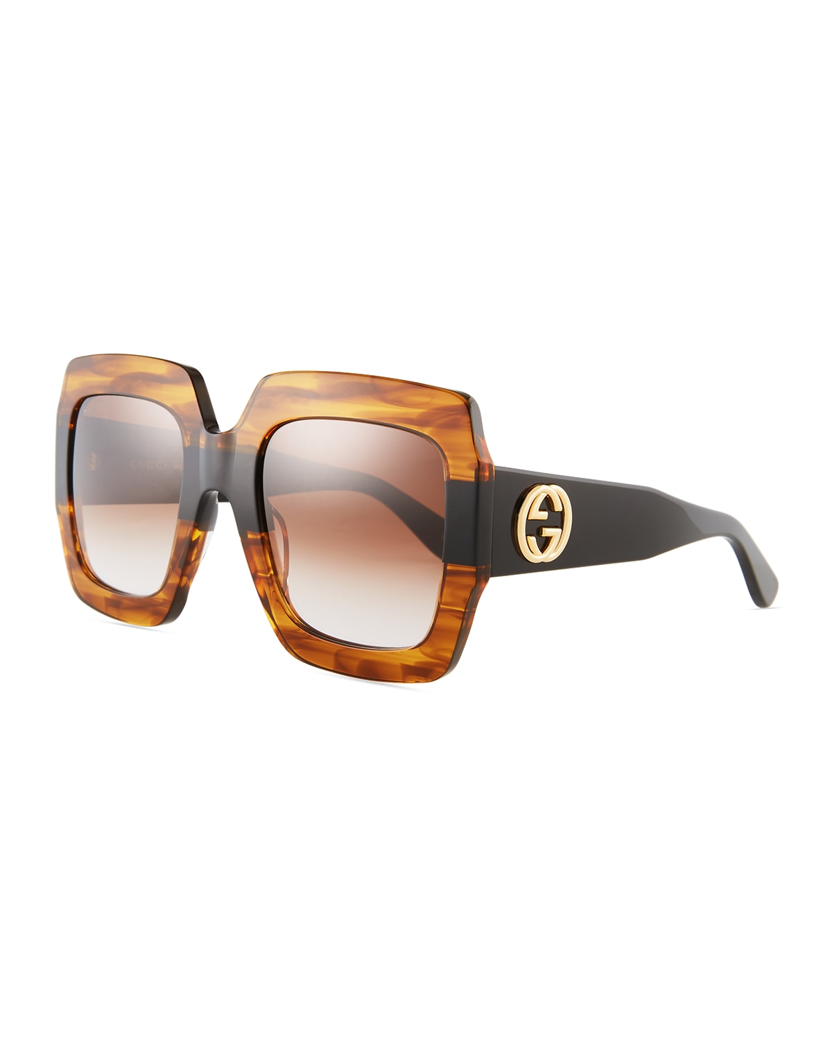 GUCCI OVERSIZED SQUARE WEB GG SUNGLASSES