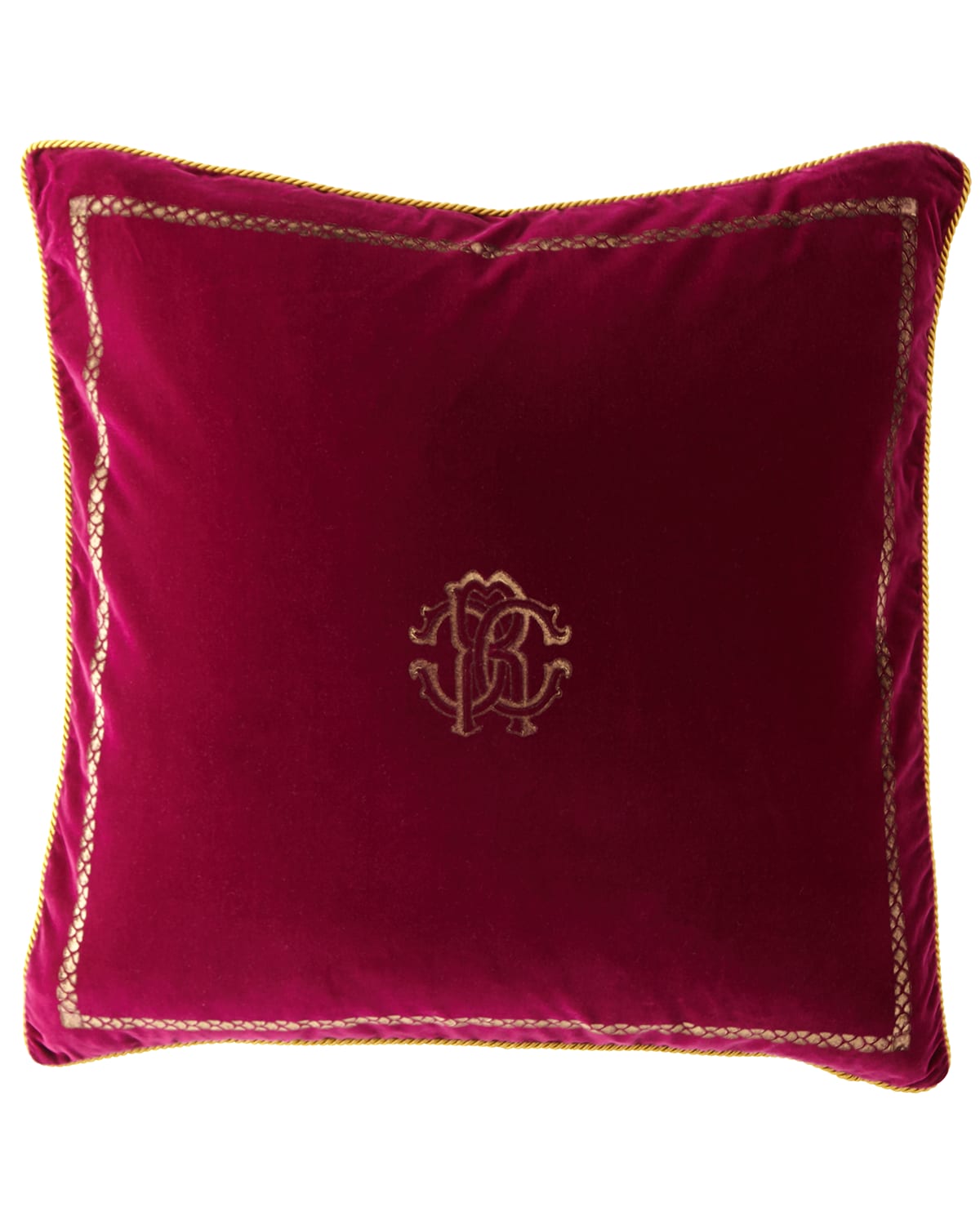 Roberto Cavalli Venezia Velvet Decorative Pillow, 27 X 27 In Pink