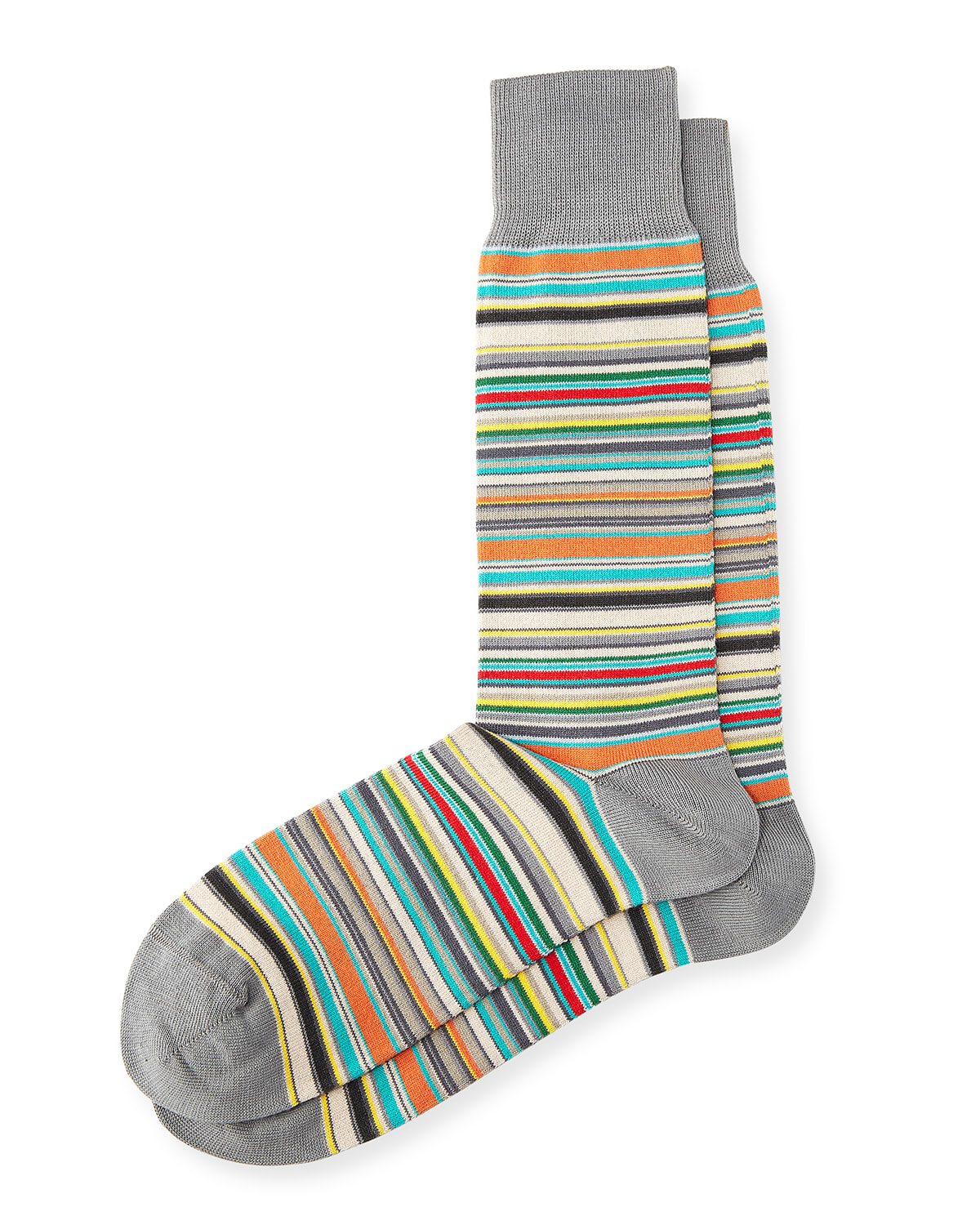 Paul Smith Multicolored Fine Striped Socks In Gray