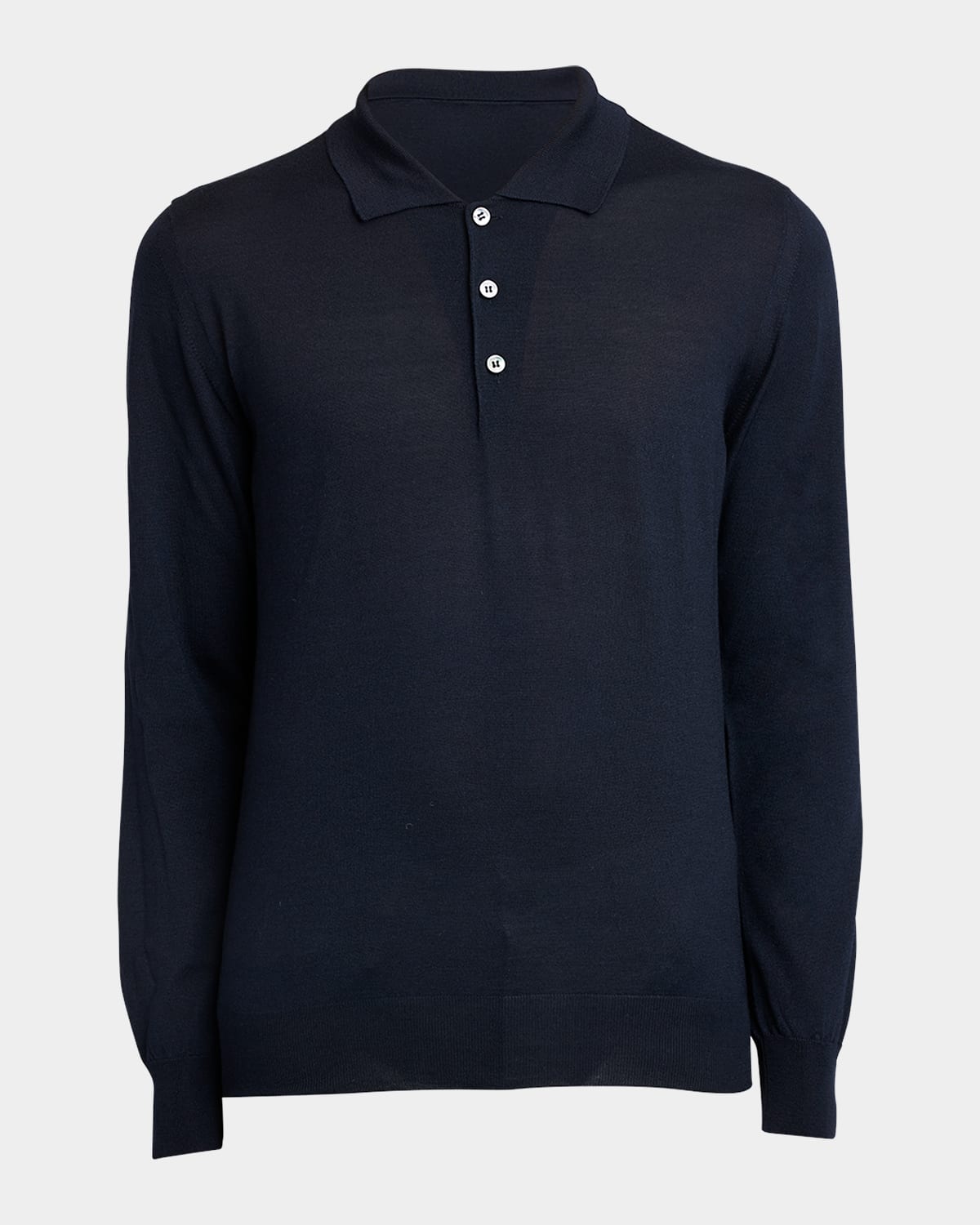 Men's Wool/Cashmere-Blend Long-Sleeve Polo Shirt