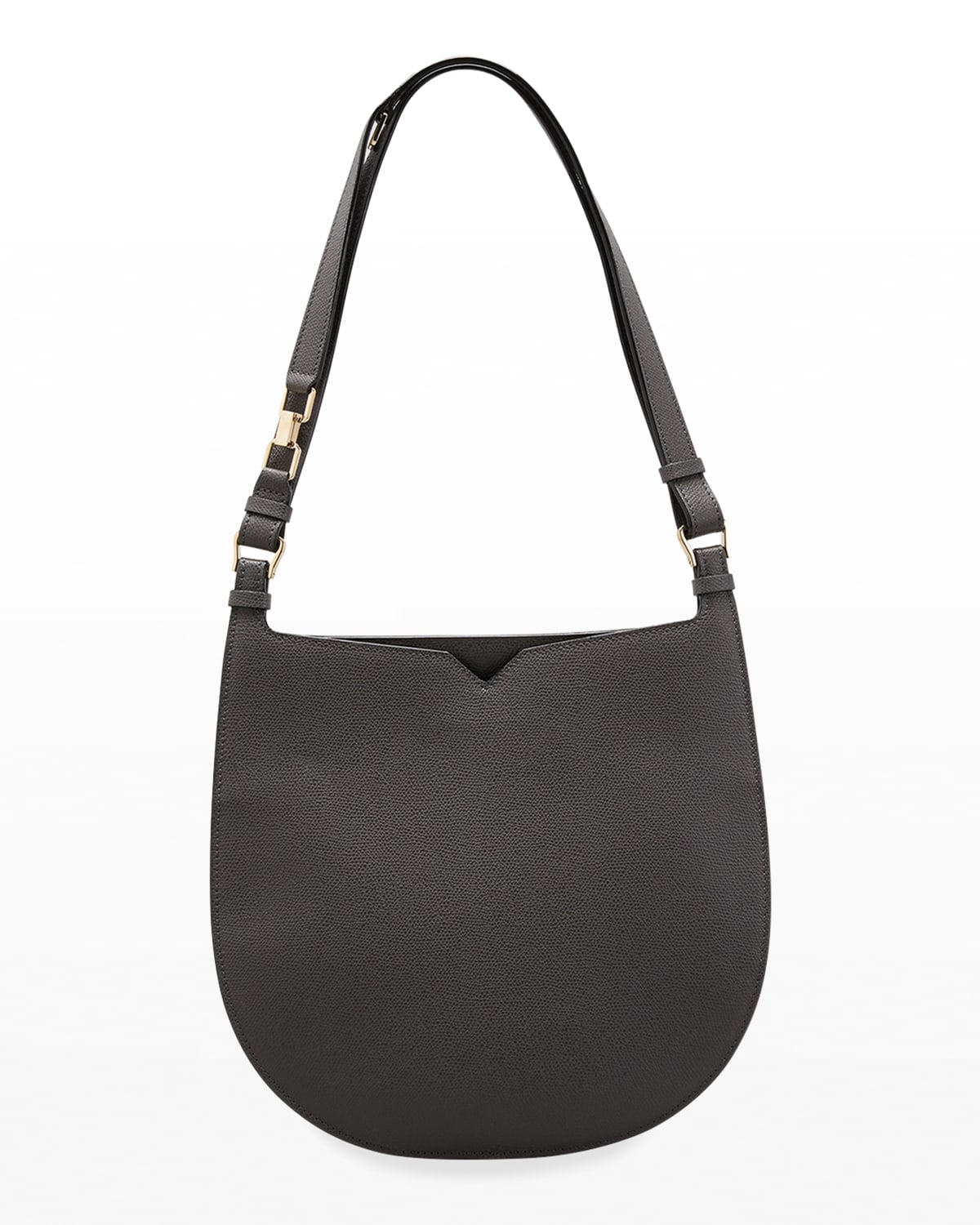 Valextra Mini Hobo Weekend Leather Shoulder Bag In Dark Gray