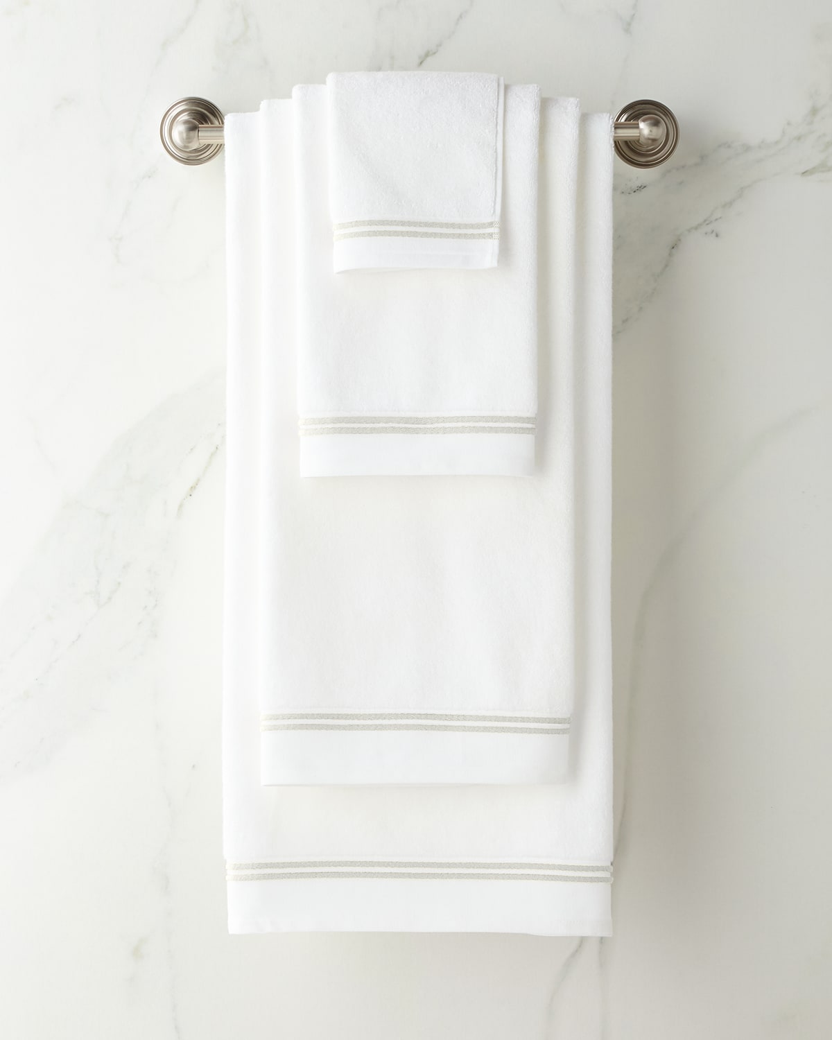 Shop Sferra Resort Wash Cloth In White/grey