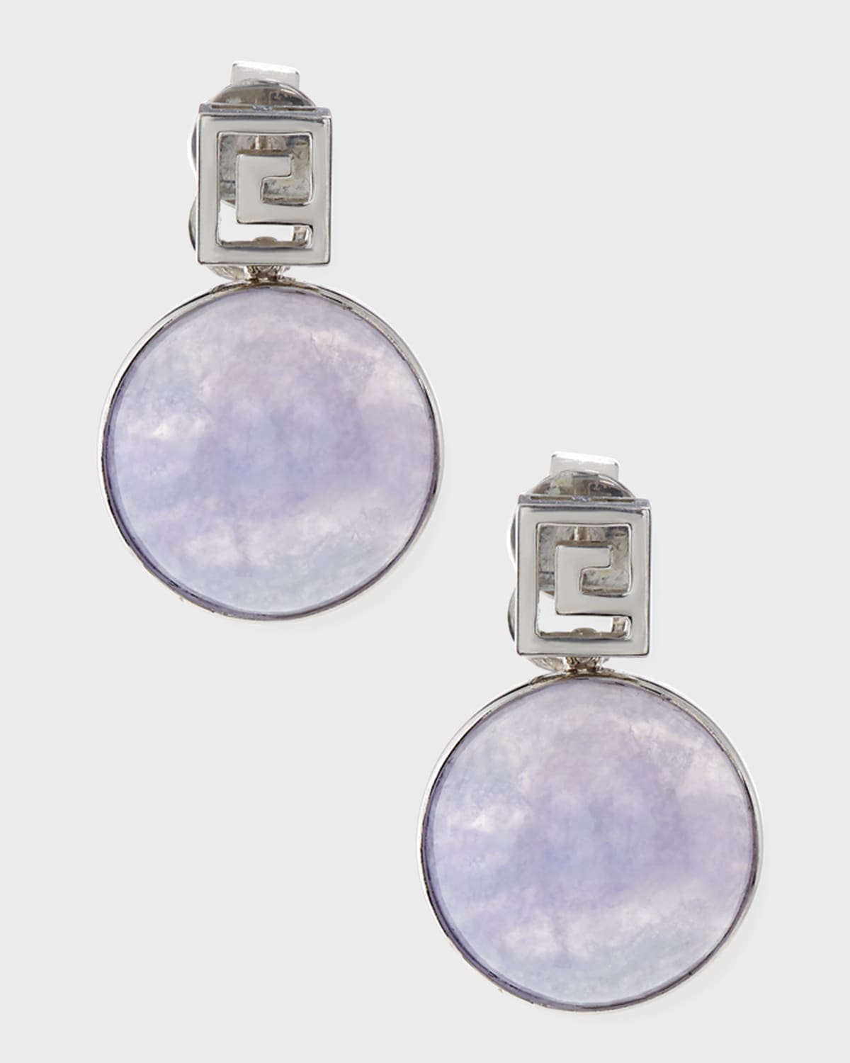 David C.A. Lin Translucent Lavender Jade Bezel Drop Earrings