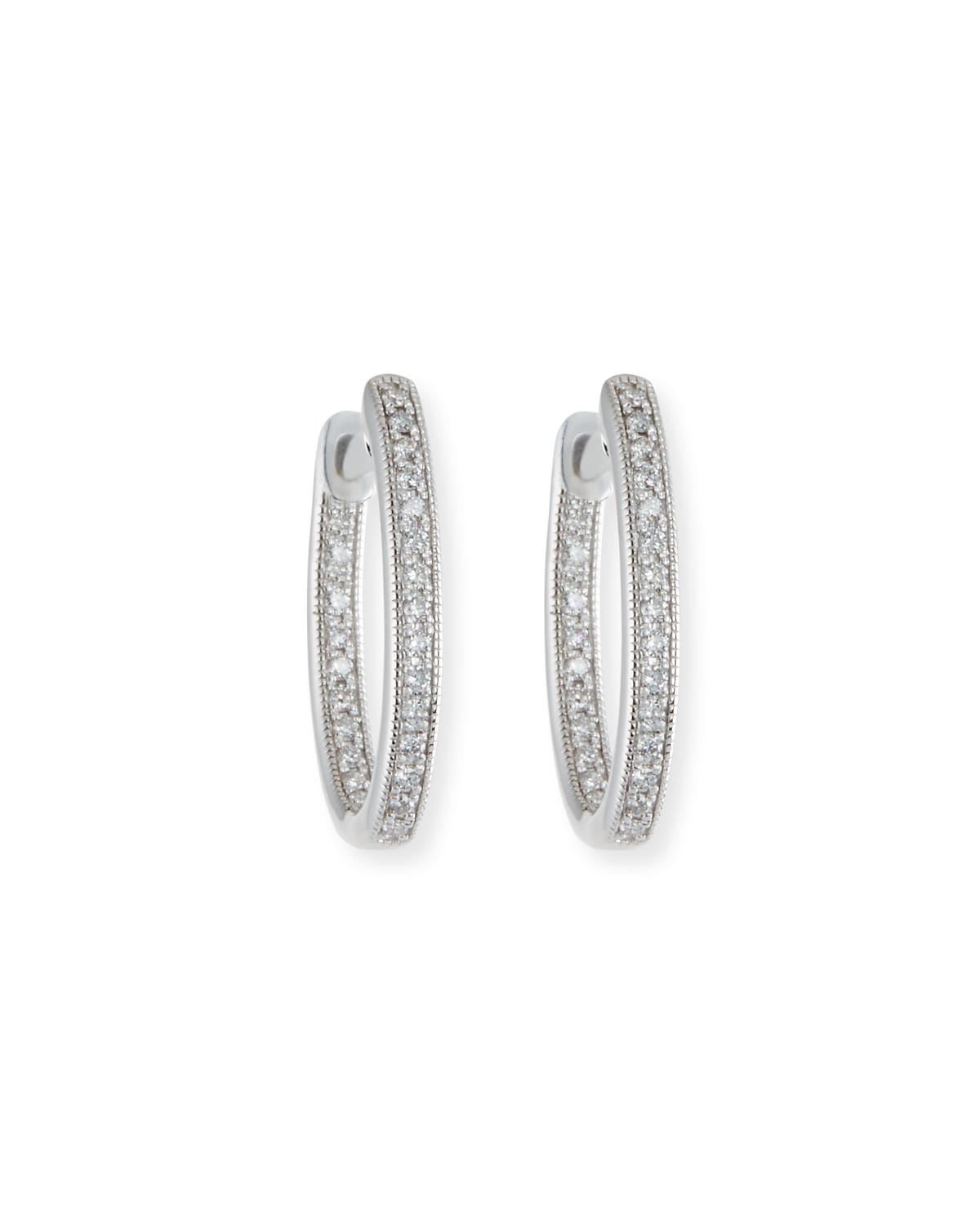 Jude Frances Lisse Small Diamond Hoop Earrings In 18k White Gold
