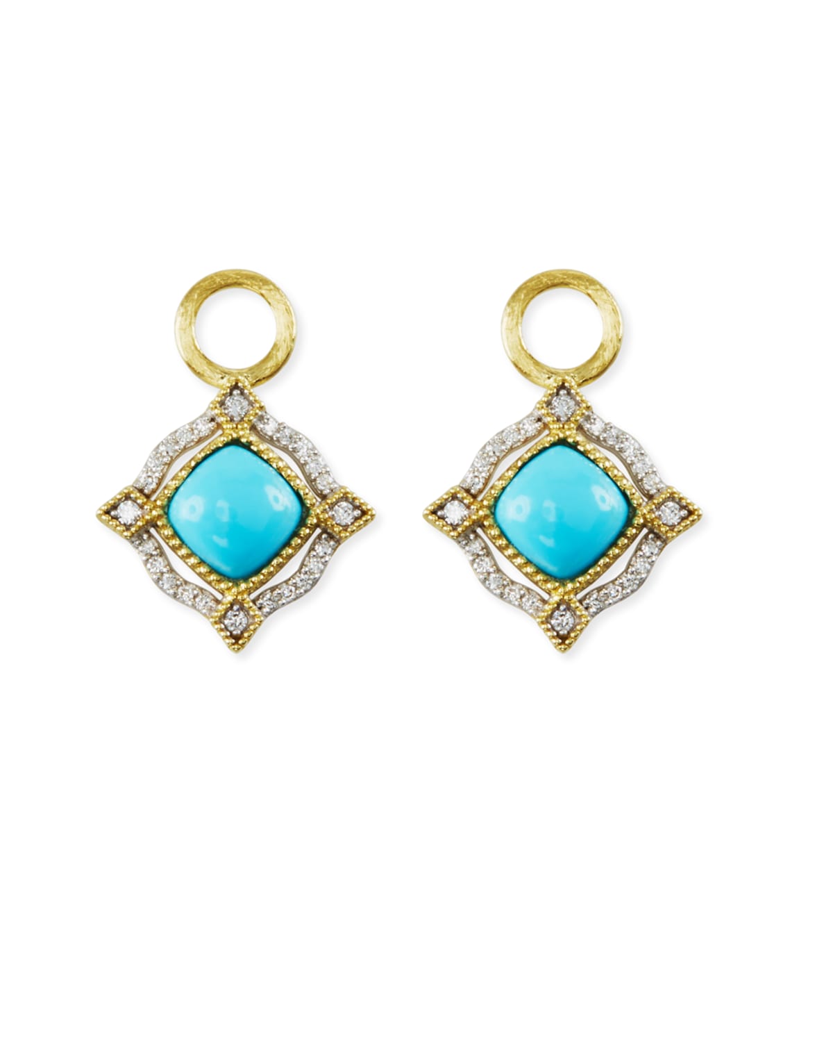 Lisse 18K Delicate Cushion Turquoise Earring Charms with Diamonds