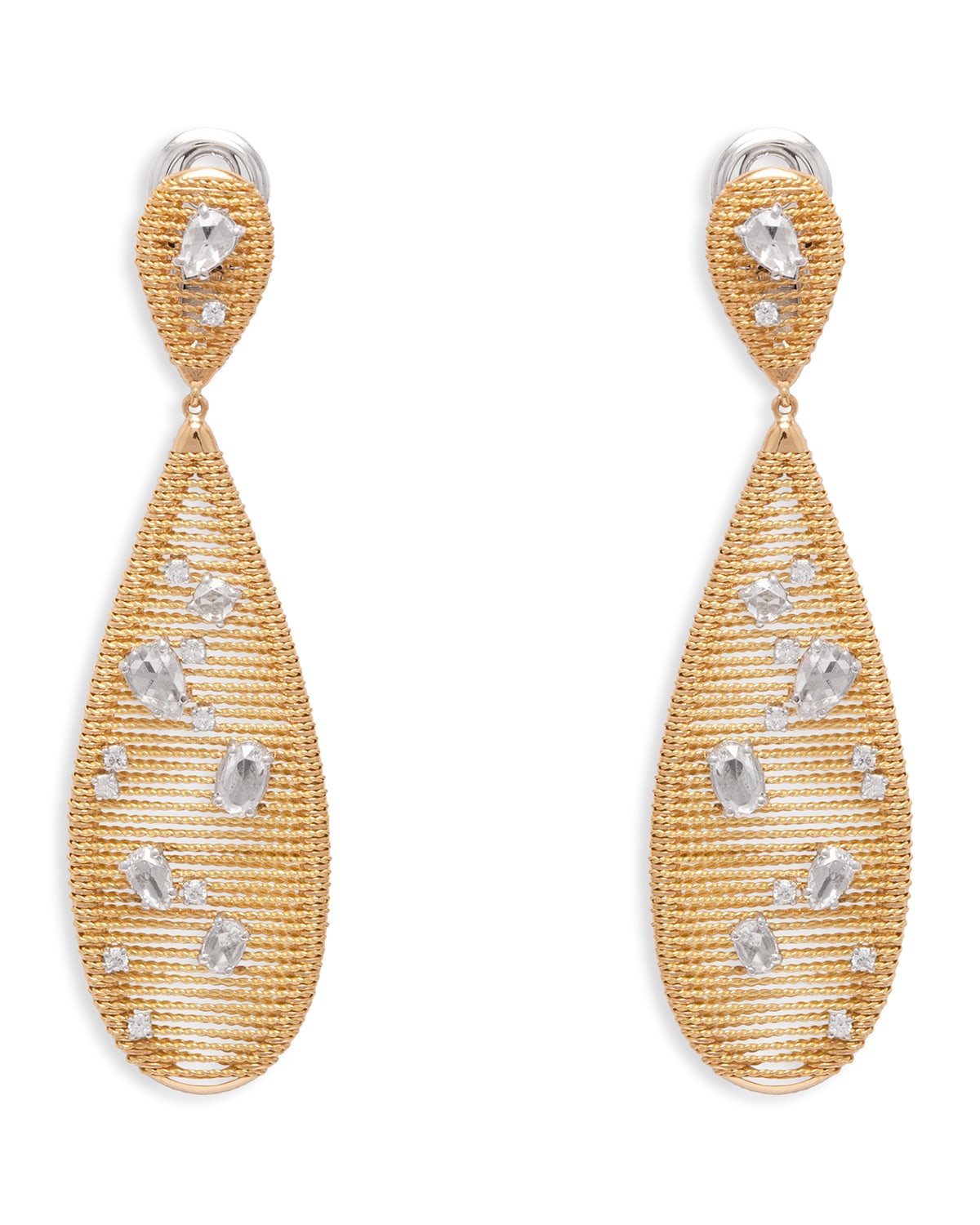 18k Yellow Gold Renaissance Diamond Pear Drop Earrings