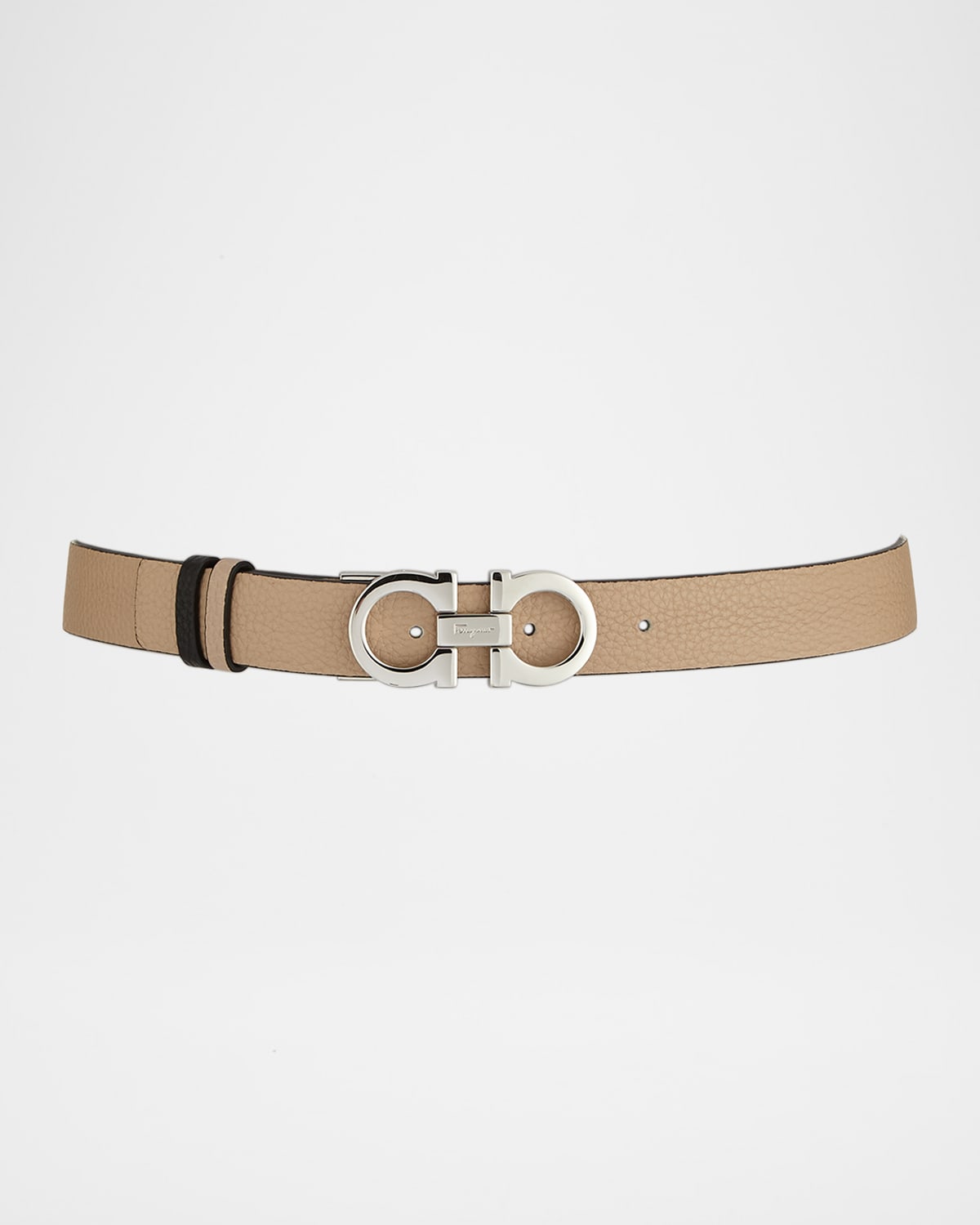 Gancini-Buckle Reversible Leather Belt