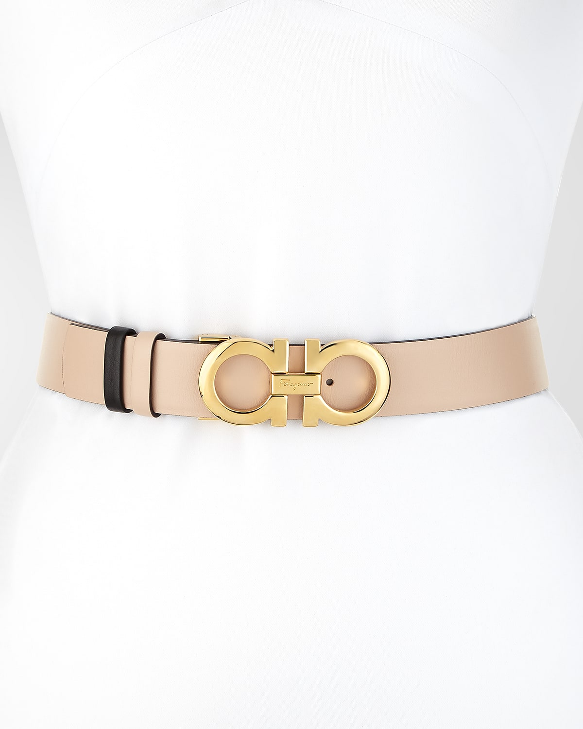 Gancini-Buckle Reversible Leather Belt