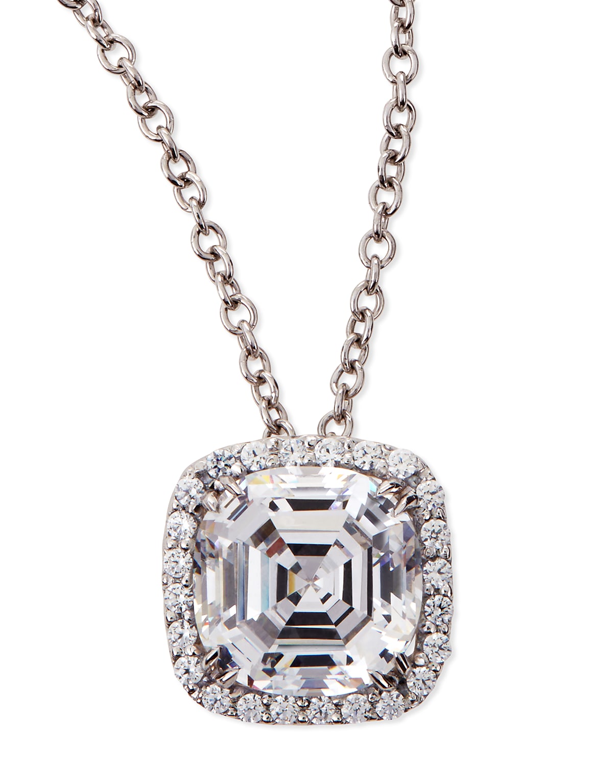 6.75 TCW Asscher Cut Cubic Zirconia Pendant Necklace