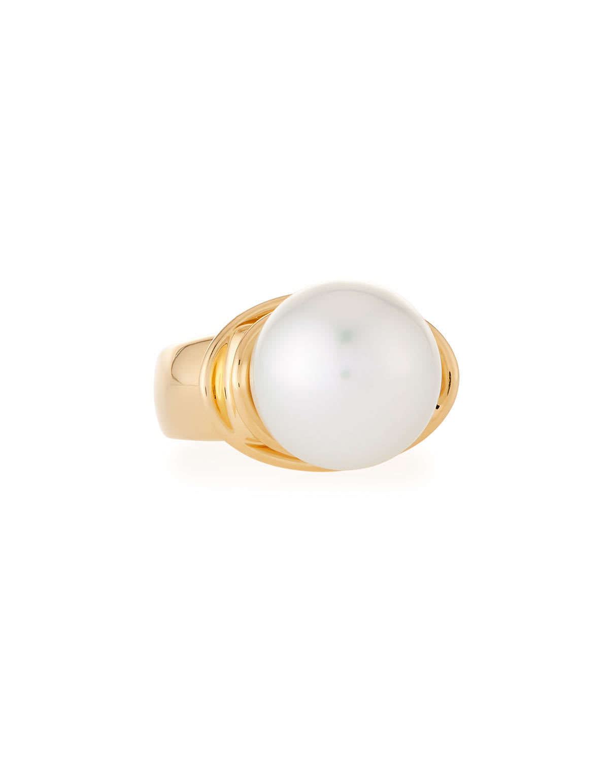 Assael 14mm Pearl Solitaire Ring in 18K Gold