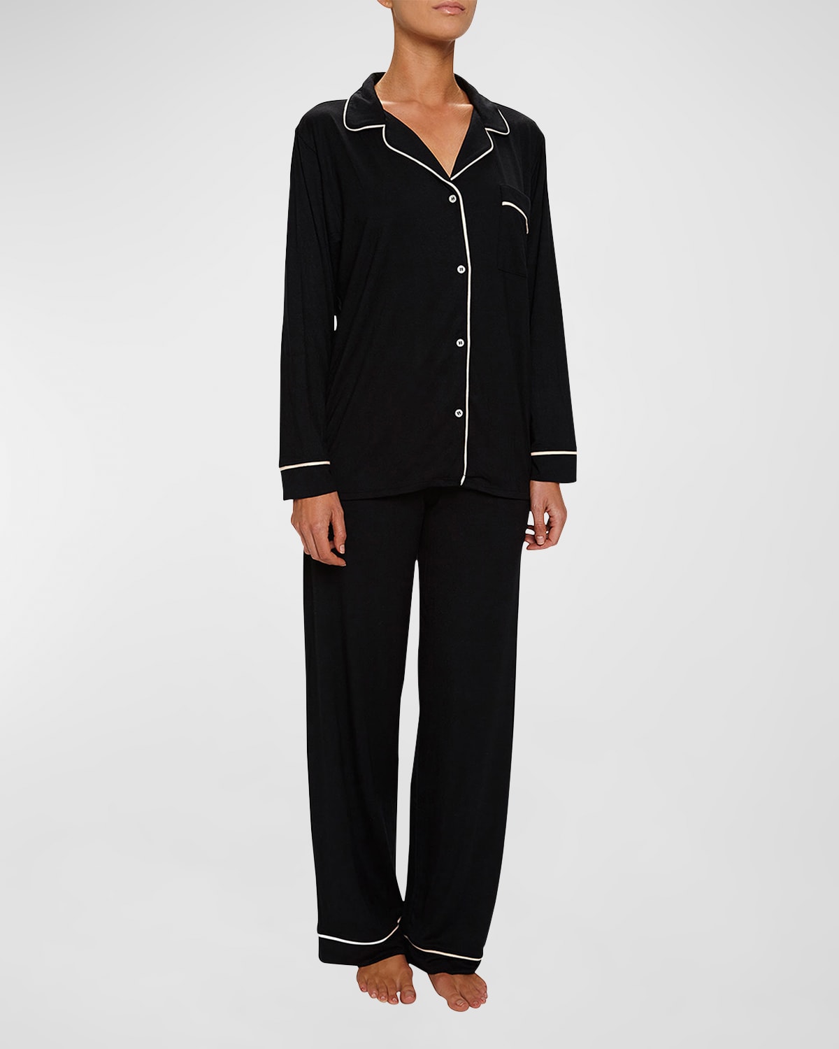 Shop Eberjey Gisele Long Pajama Set In Black/sopi
