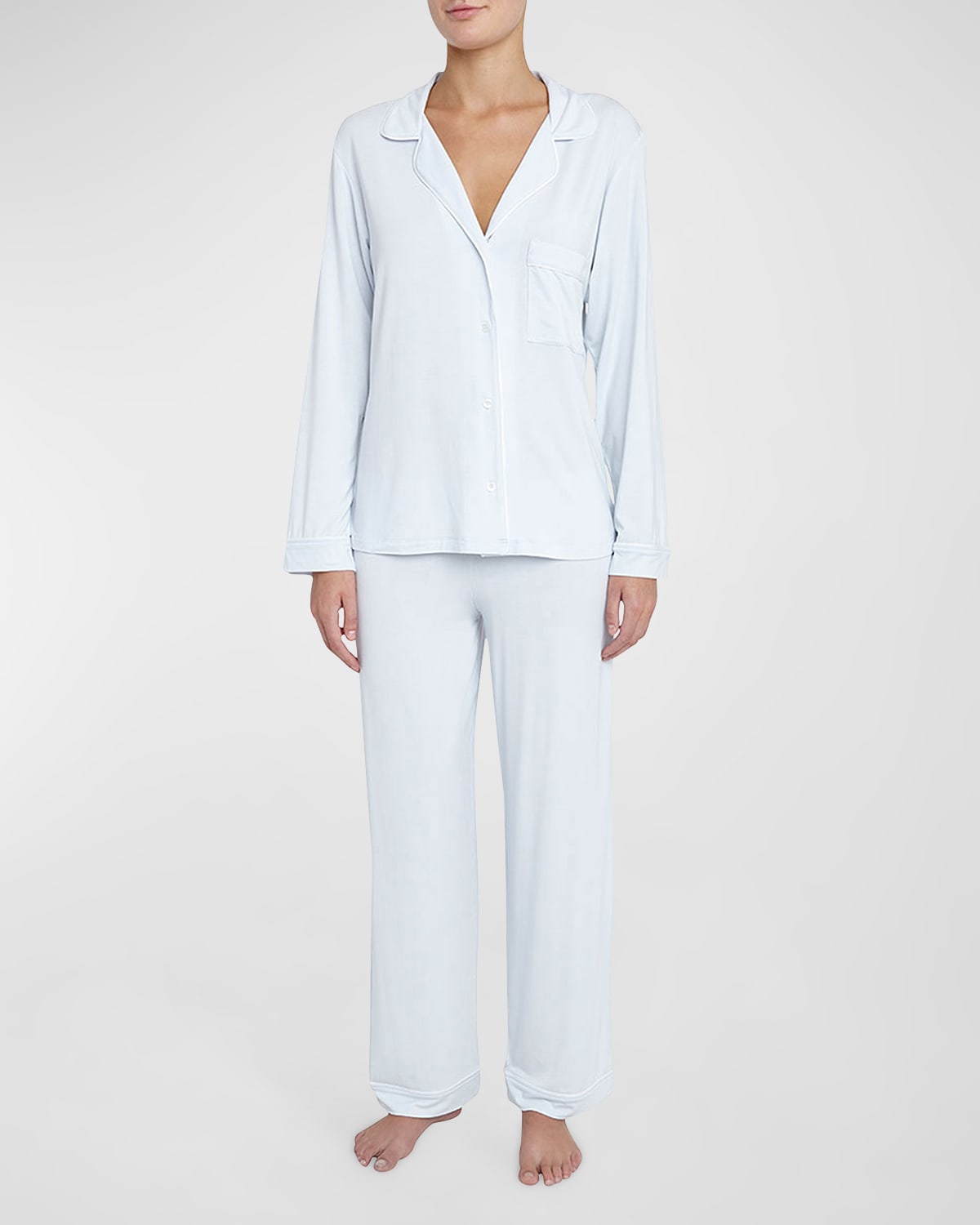 Shop Eberjey Gisele Long Pajama Set In Light Blue