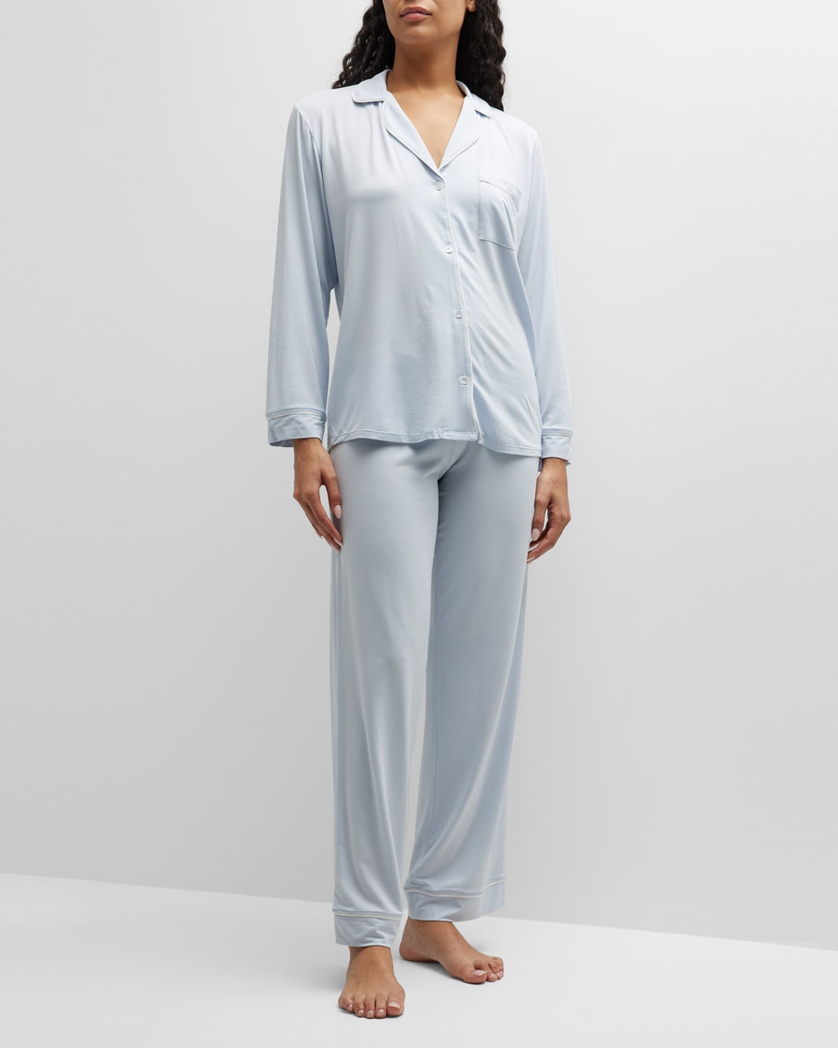 Shop Eberjey Gisele Long Pajama Set In Ice Blue